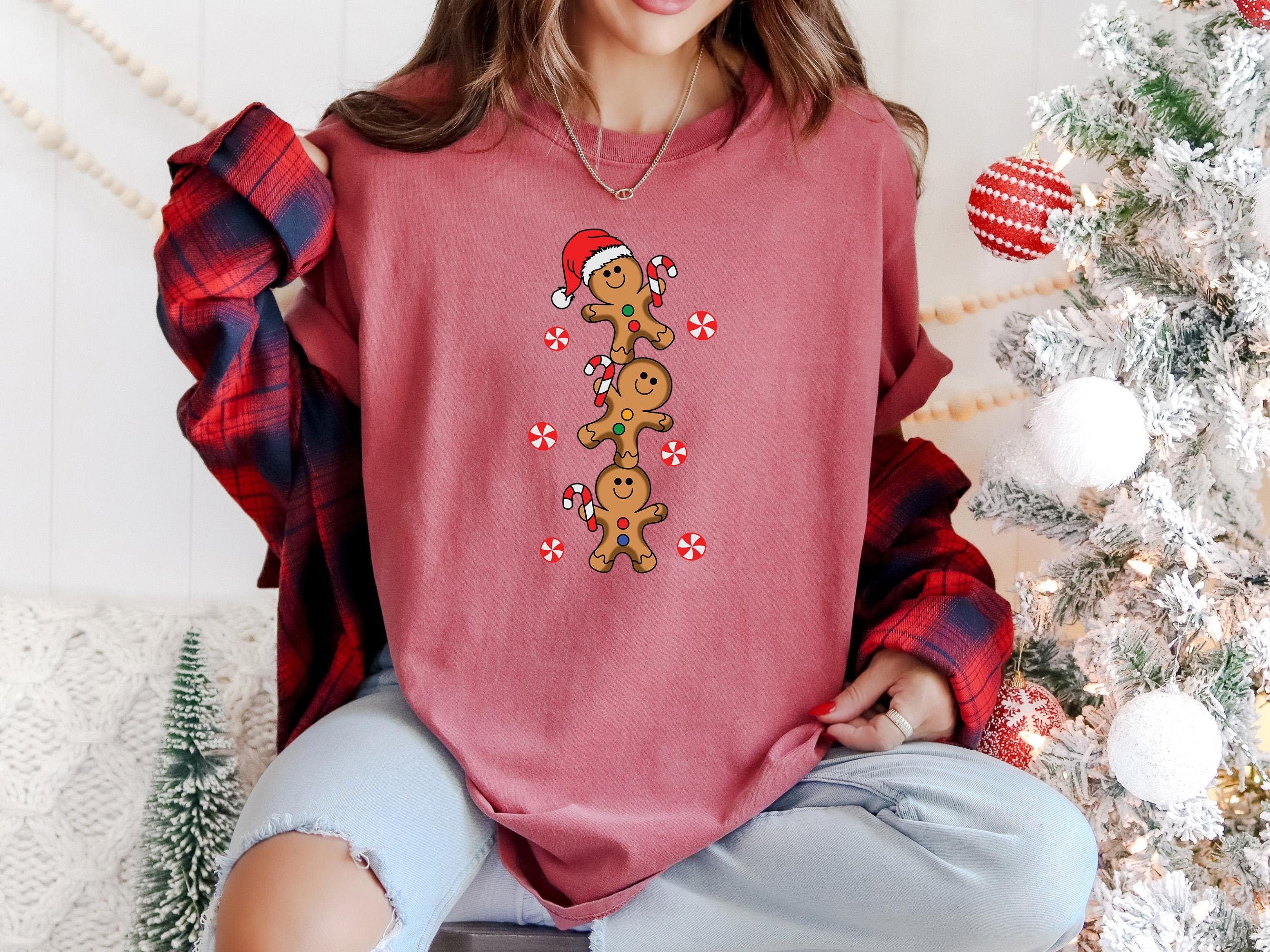 Retro Cute Gingerbread Man Comfort Colors Shirt, Vintage Christmas TShirt, Holiday Cookie Shirt, Cozy Holiday Tee, Christmas Santa Design