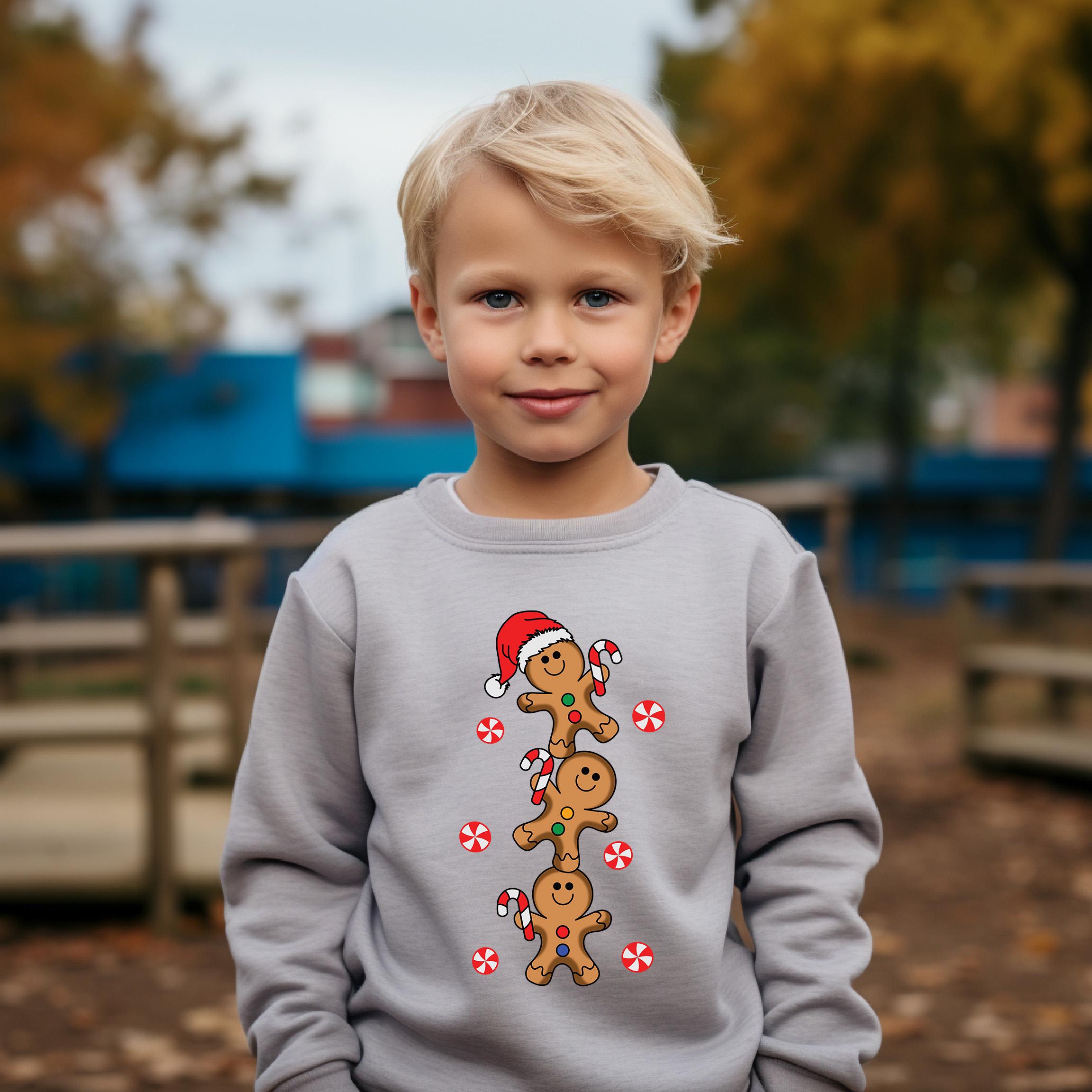 Gingerbread Man Cookie Christmas Sweater, Christmas Sweatshirt, Santa Shirt, Kids Holiday Design Retro Christmas Long sleeve