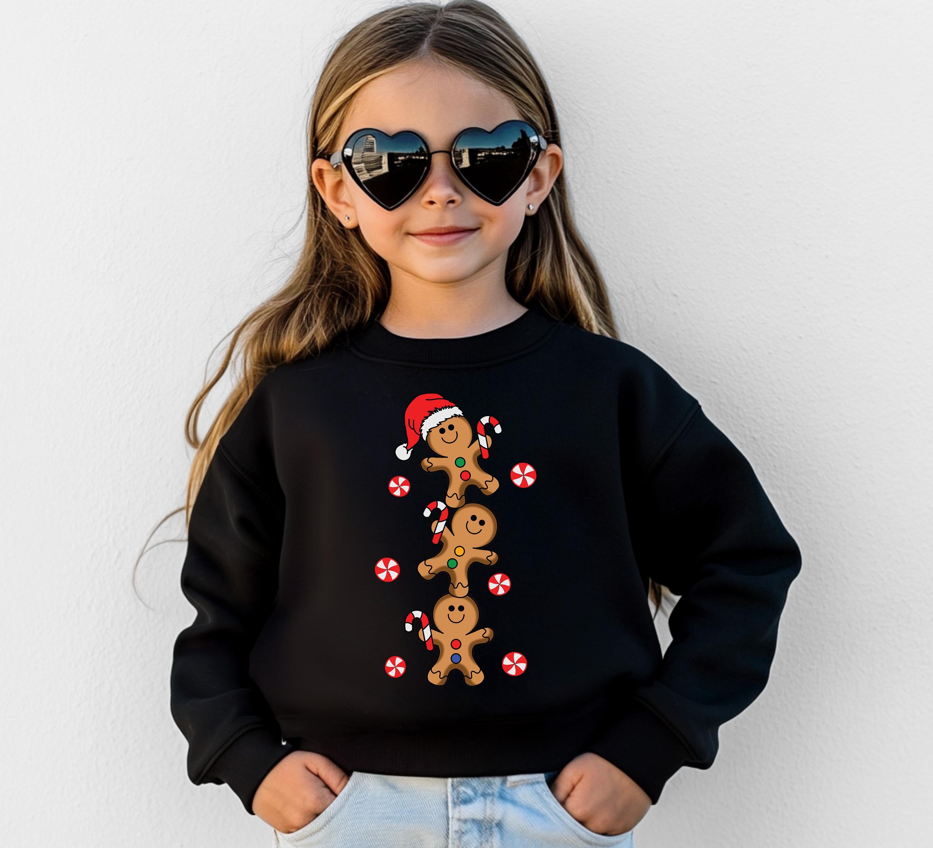 Gingerbread Man Cookie Christmas Sweater, Christmas Sweatshirt, Santa Shirt, Kids Holiday Design Retro Christmas Long sleeve