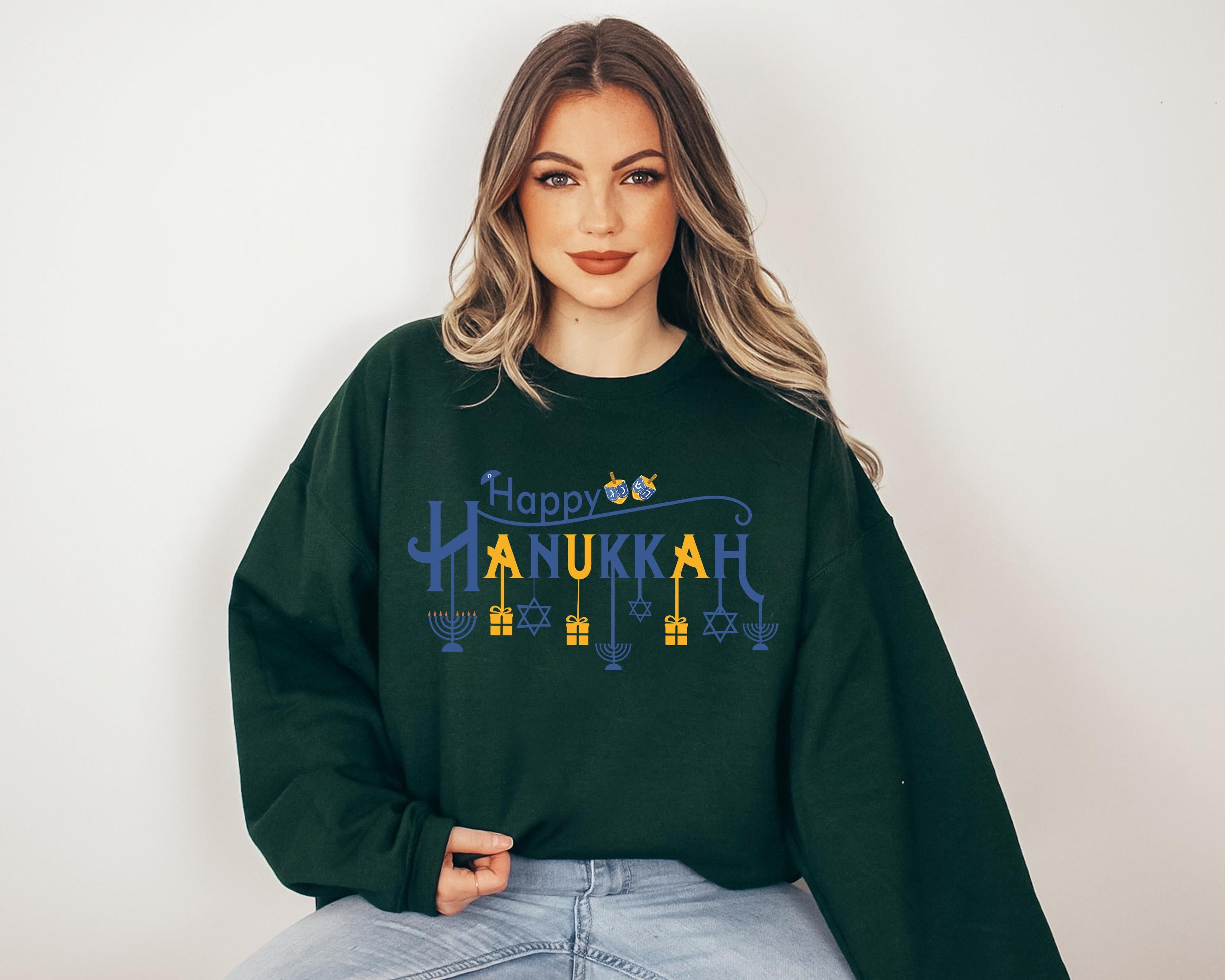 Happy Hanukkah Crewneck, Happy Hanukkah, Menorah Sweater, Jewish Holiday Shirt, Star of David Sweatshirt, Sweatshirt For Jewish Holiday