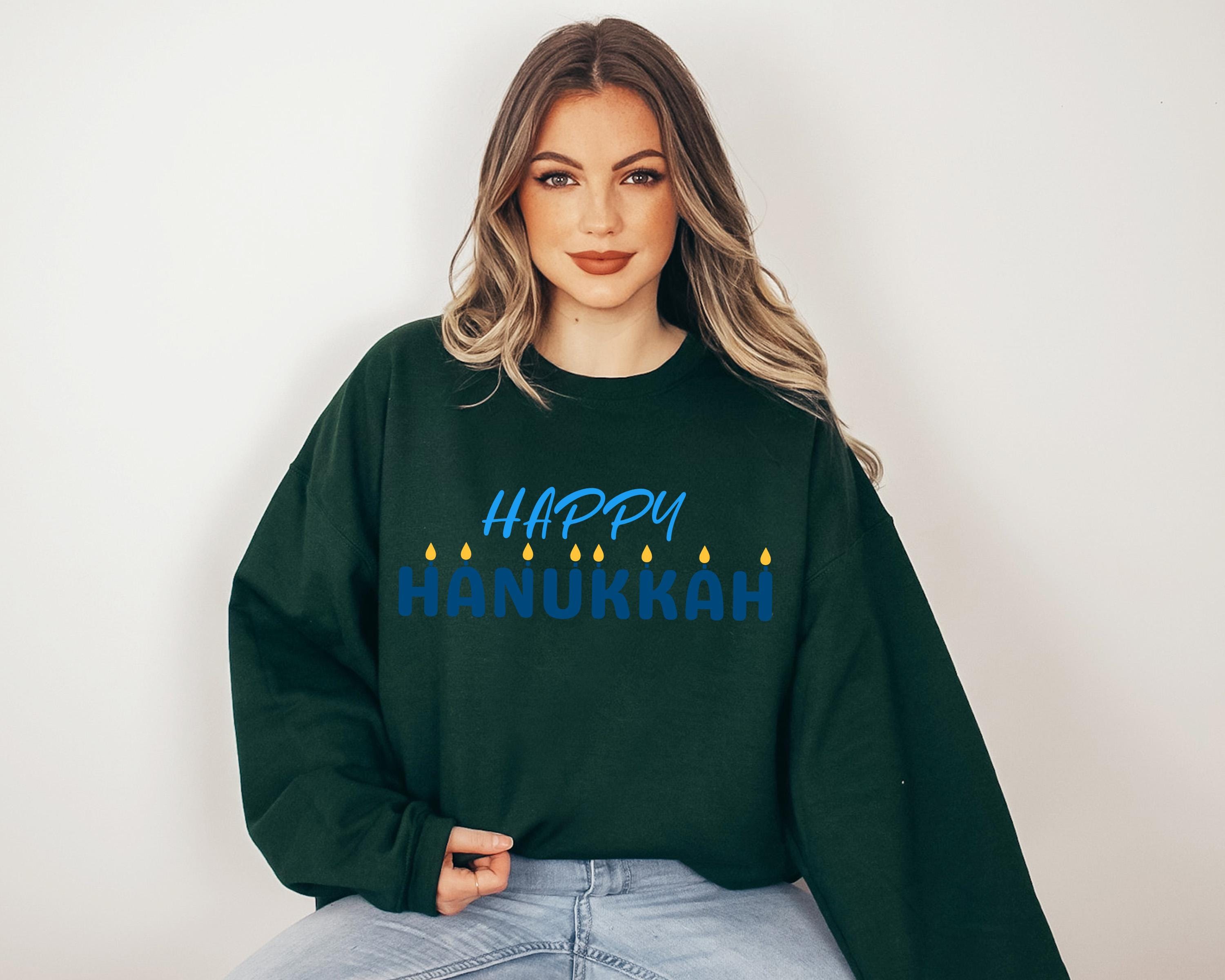 Cute Happy Hanukkah Crewneck, Happy Hanukkah, Menorah Sweater, Jewish Holiday Shirt, Star of David Sweatshirt, Sweatshirt For Jewish Holiday