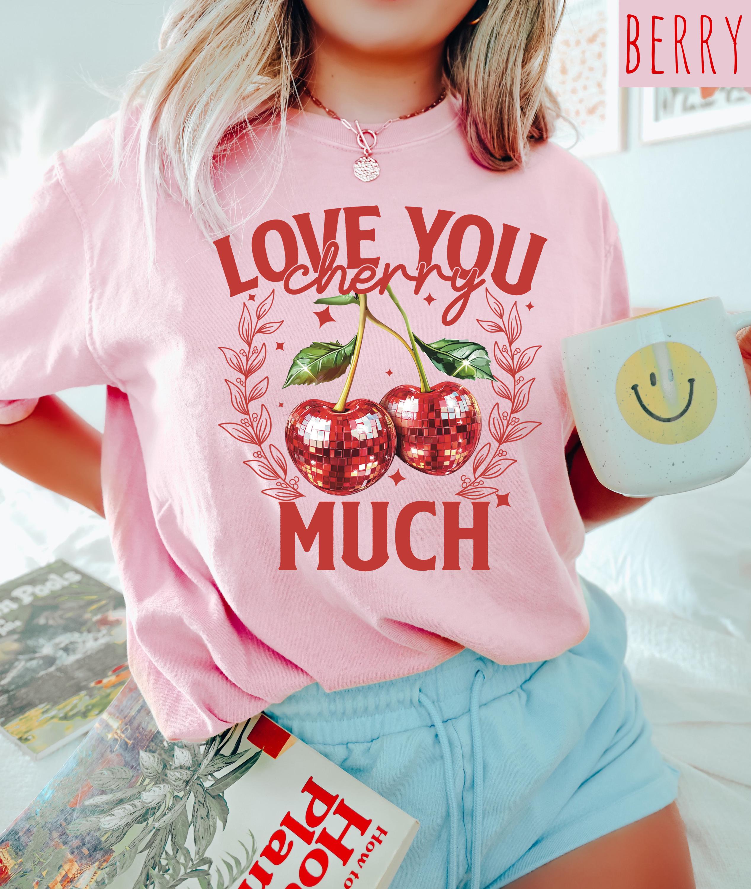 Love You Cherry Much Valentine's Day Comfort Colors Shirt, Cute Disco Ball Valentine Shirt, Galentine's Day 2025, Disco Ball Cherries