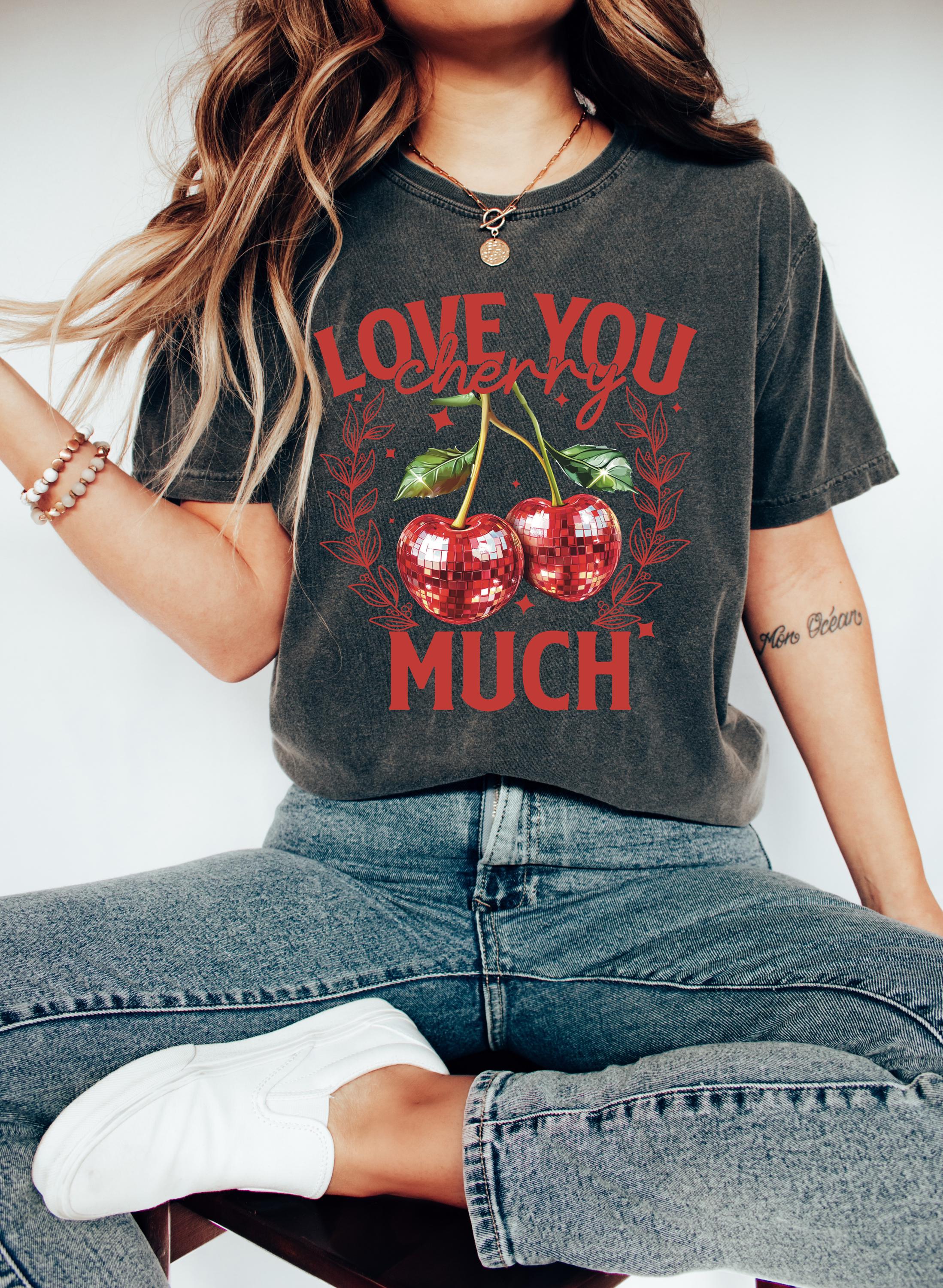 Love You Cherry Much Valentine's Day Comfort Colors Shirt, Cute Disco Ball Valentine Shirt, Galentine's Day 2025, Disco Ball Cherries