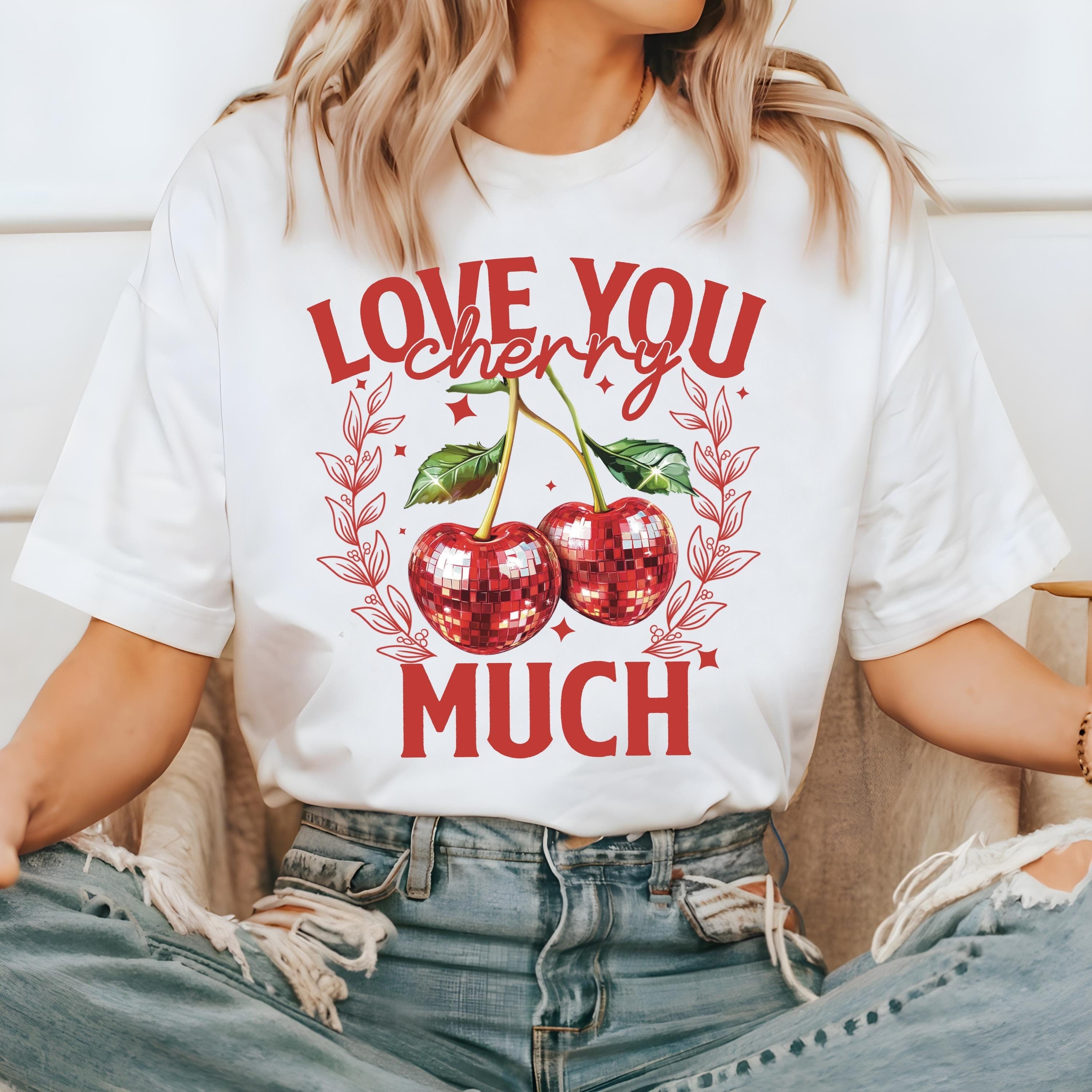 Love You Cherry Much Valentine's Day Comfort Colors Shirt, Cute Disco Ball Valentine Shirt, Galentine's Day 2025, Disco Ball Cherries