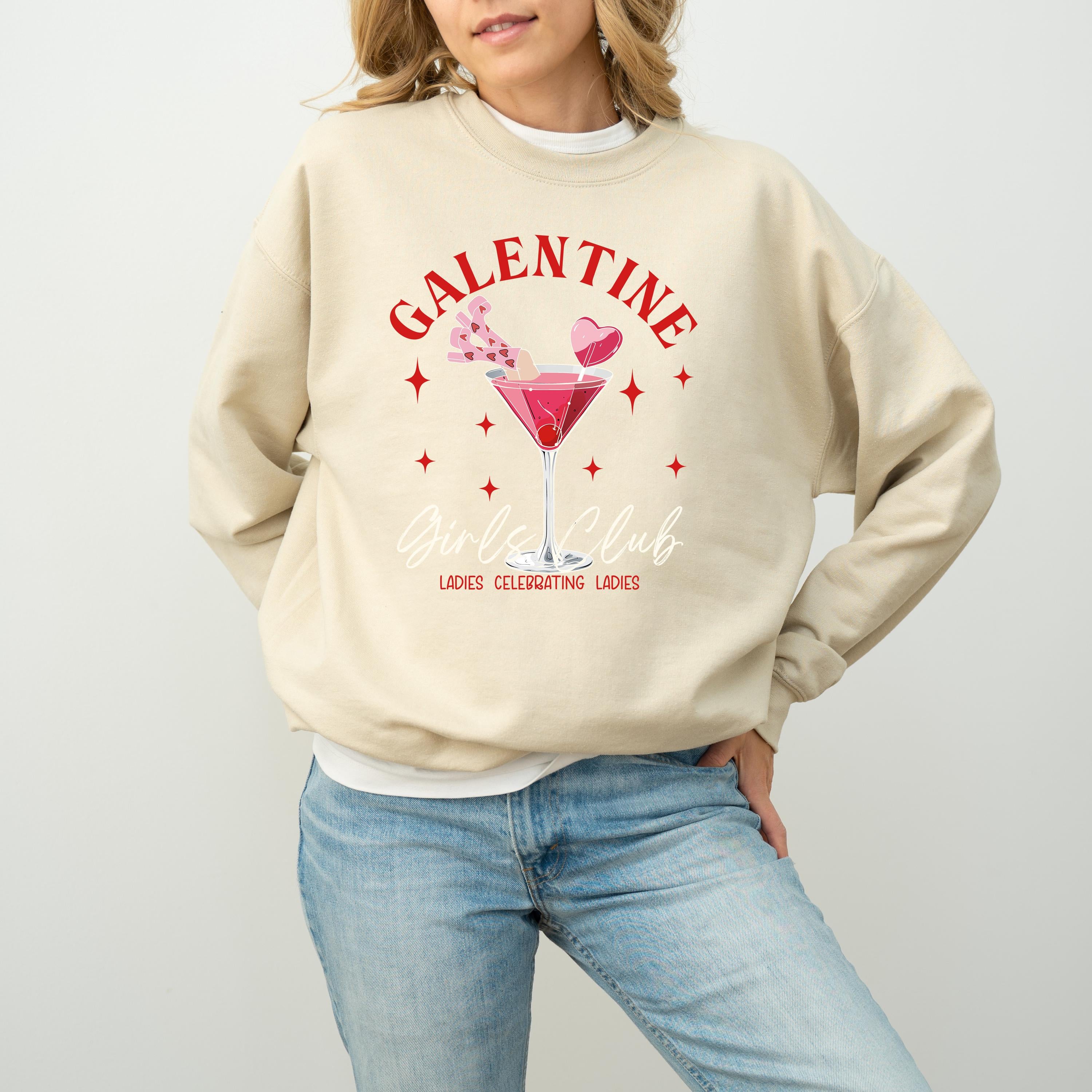 Retro Galentine Girls Club Valentine's Day Crewneck, Retro Valentines Sweatshirt, Valentines Day TShirt, Galentine's Day Sweatshirt, Martini