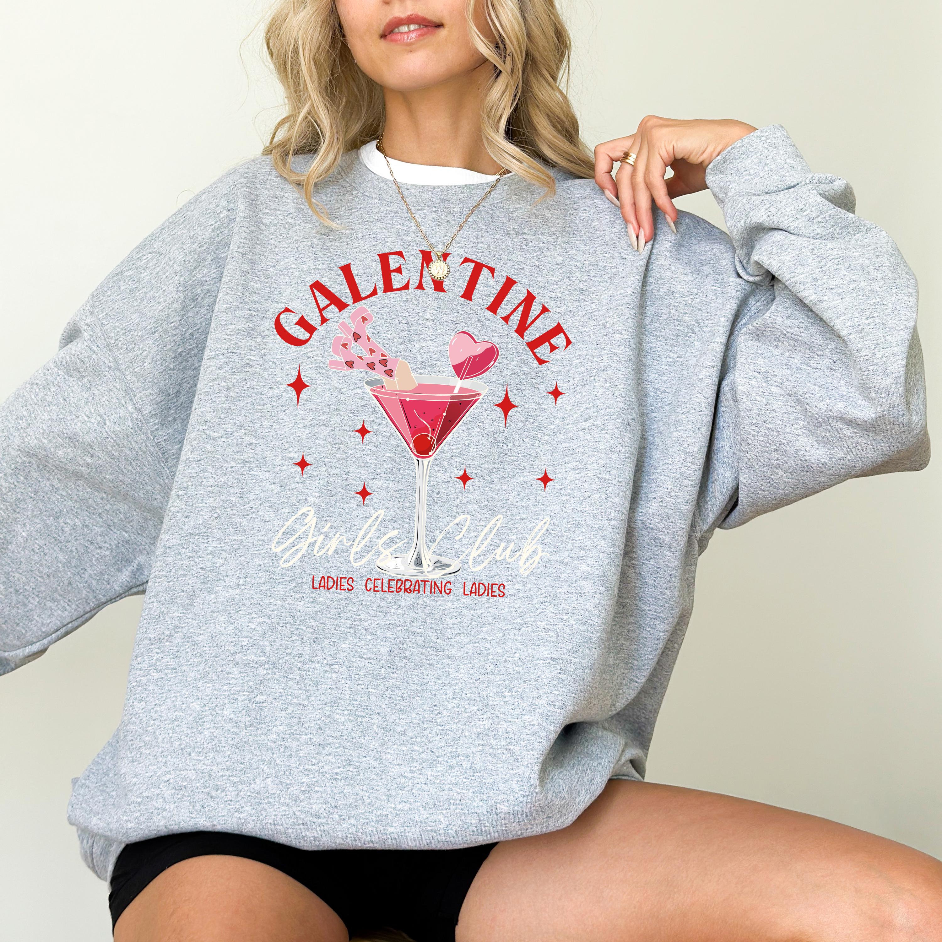 Retro Galentine Girls Club Valentine's Day Crewneck, Retro Valentines Sweatshirt, Valentines Day TShirt, Galentine's Day Sweatshirt, Martini