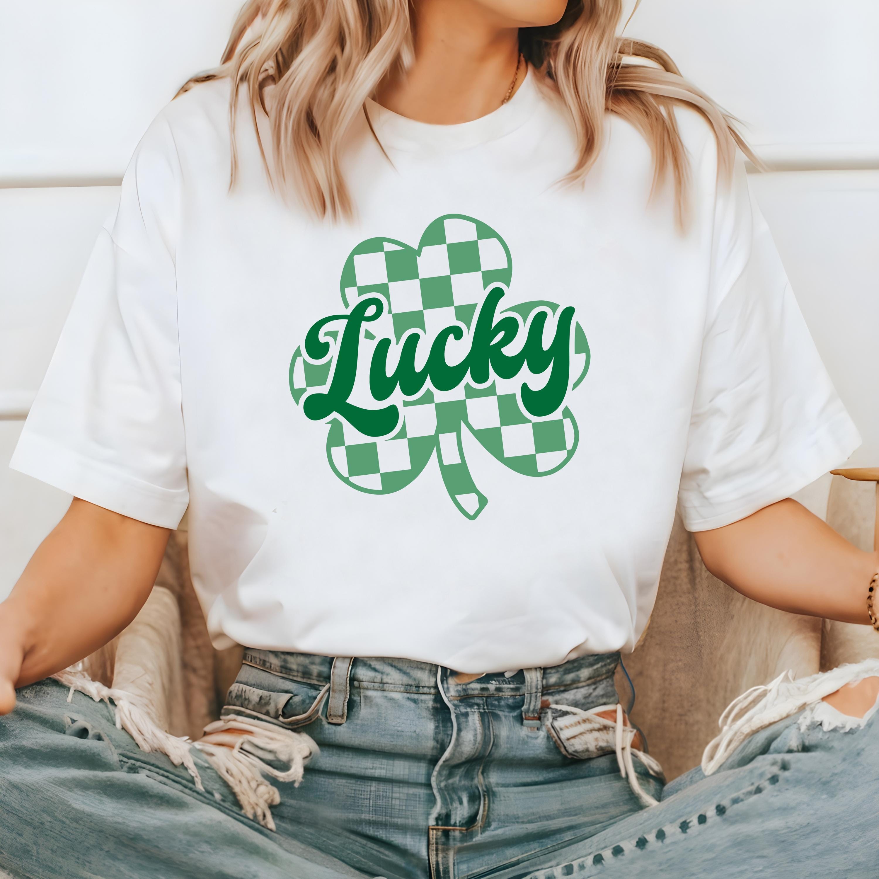 Checkered Shamrock St Patty's Day Comfort Colors Shirt, Vintage St Patricks Day Shirt, St Paddy's Day Four Leaf Clover Shirt, Lucky T Shirt