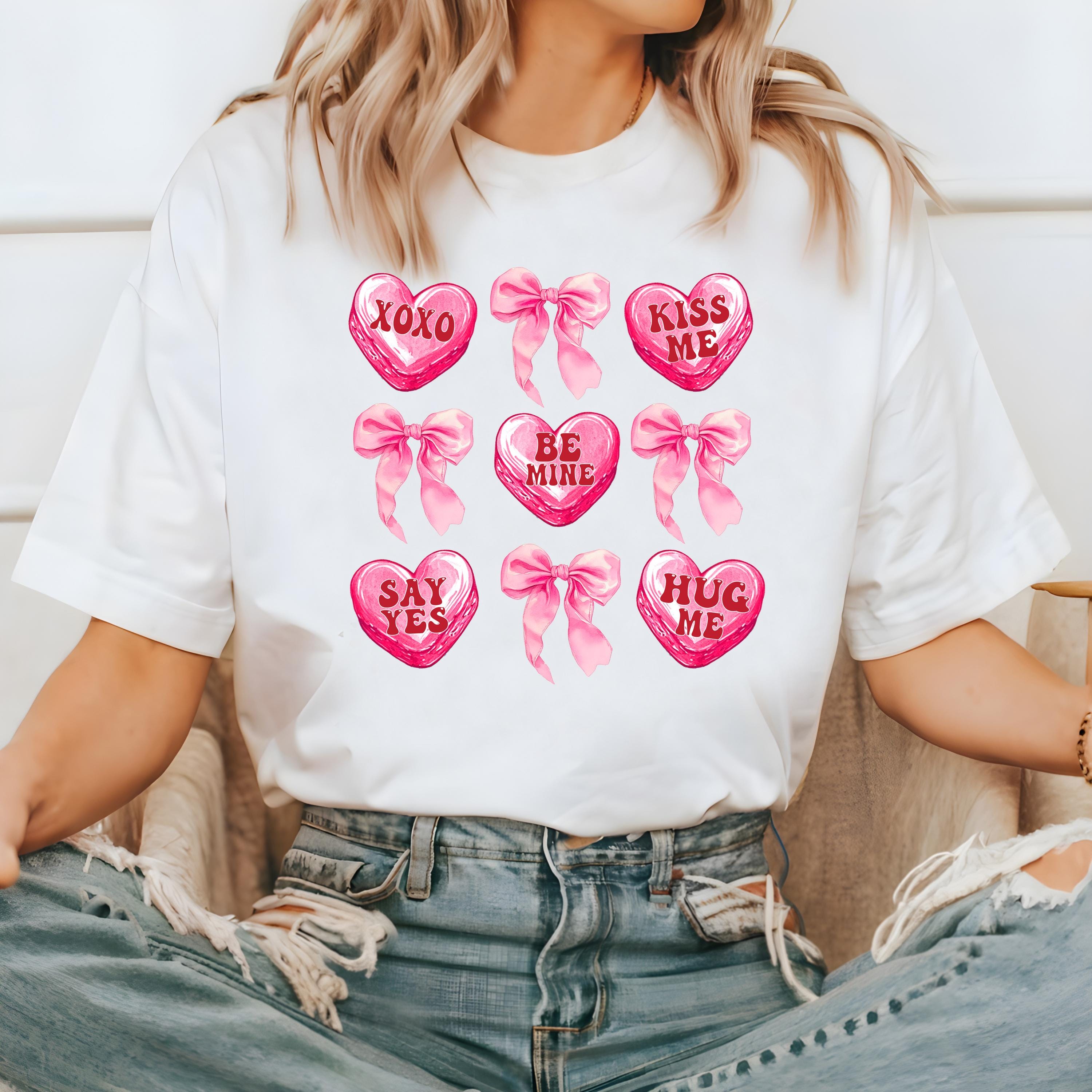 Valentine's Day Comfort Colors Shirt, Cute Valentine Shirt, Valentine's Candy, Galentine's Day 2025, XOXO, Kiss Me, Hug Me