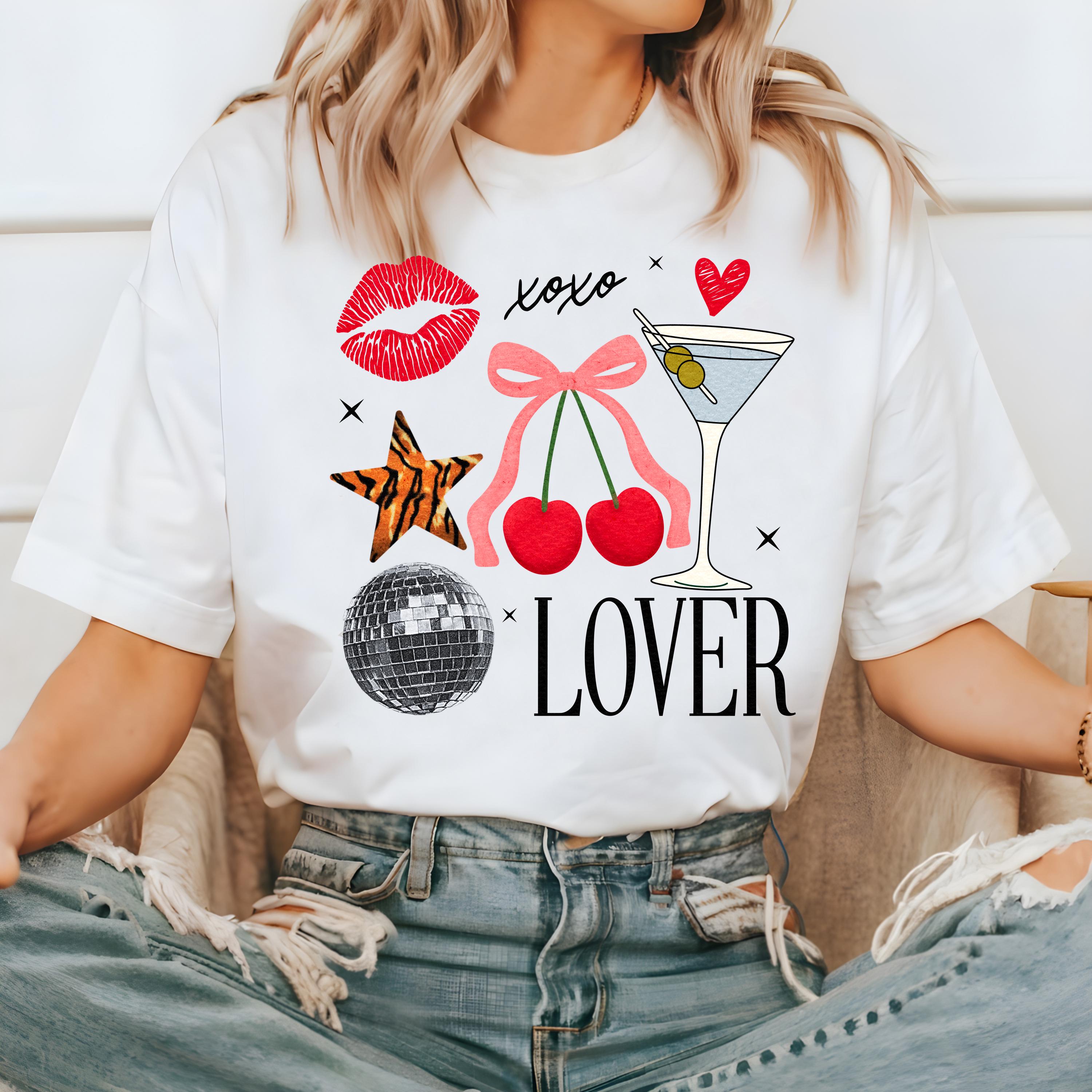 Valentine's Day Collage Comfort Colors Shirt, Cute Cherries and Disco Ball Valentine Shirt, Valentine's Lover Design, Galentine's Day 2025