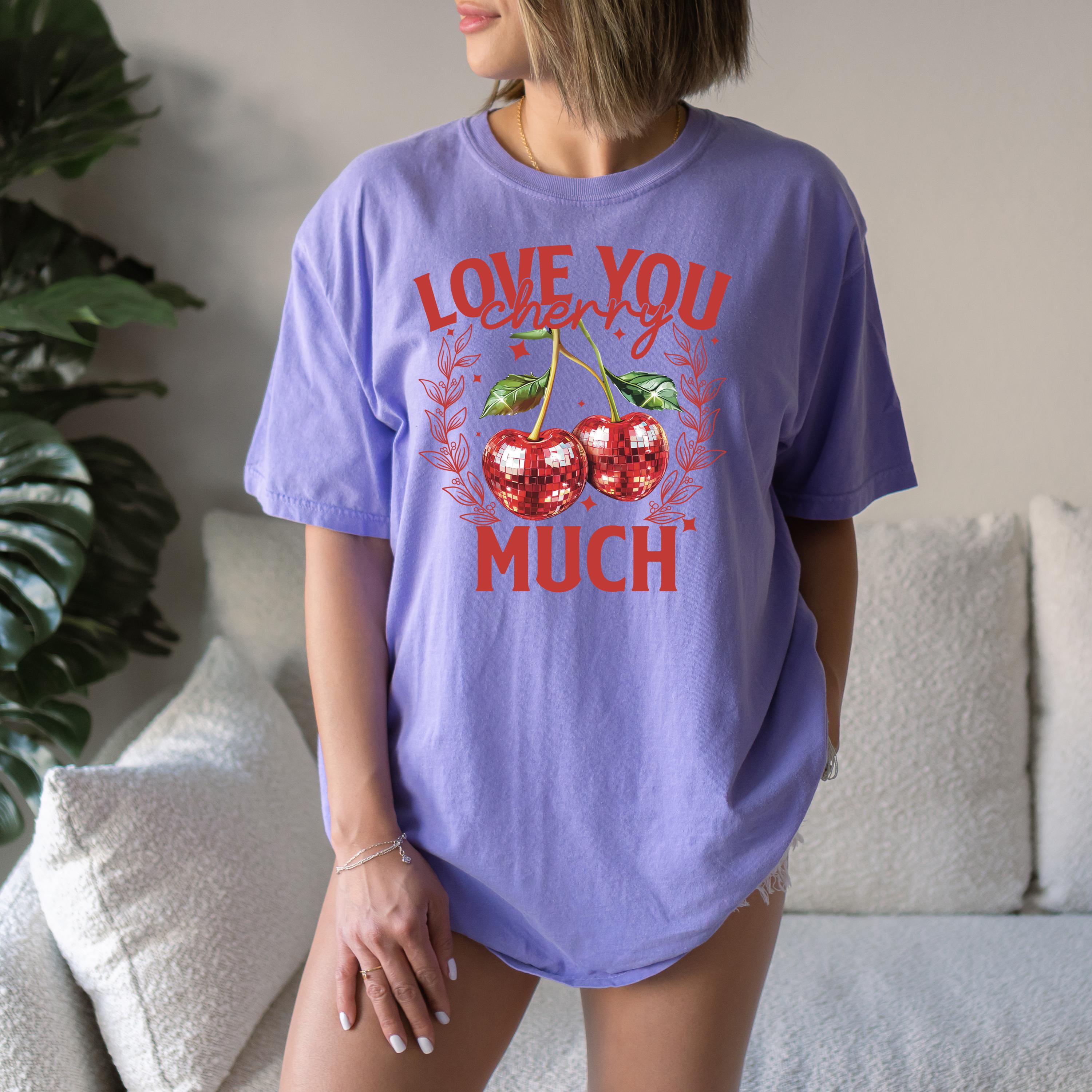 Love You Cherry Much Valentine's Day Comfort Colors Shirt, Cute Disco Ball Valentine Shirt, Galentine's Day 2025, Disco Ball Cherries