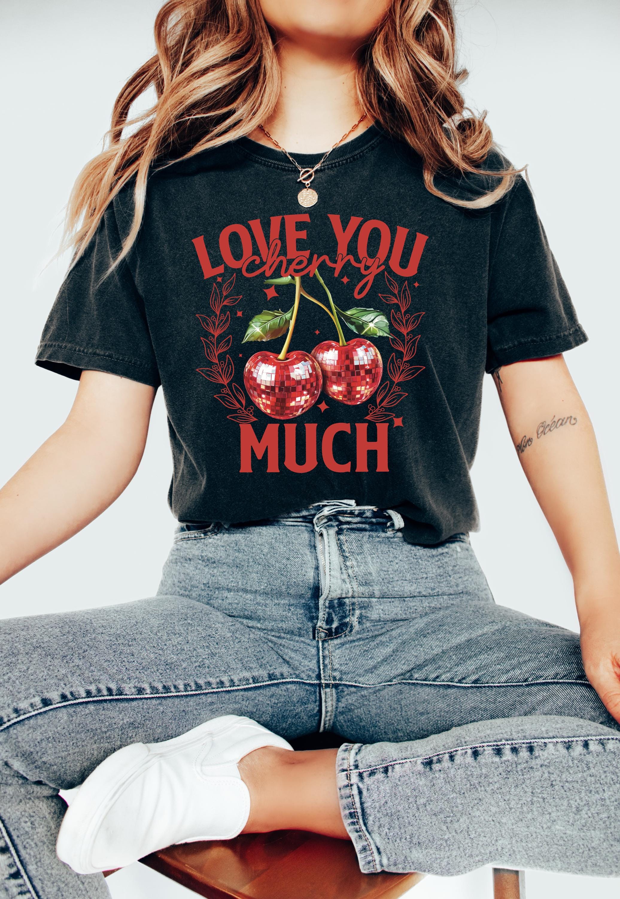 Love You Cherry Much Valentine's Day Comfort Colors Shirt, Cute Disco Ball Valentine Shirt, Galentine's Day 2025, Disco Ball Cherries