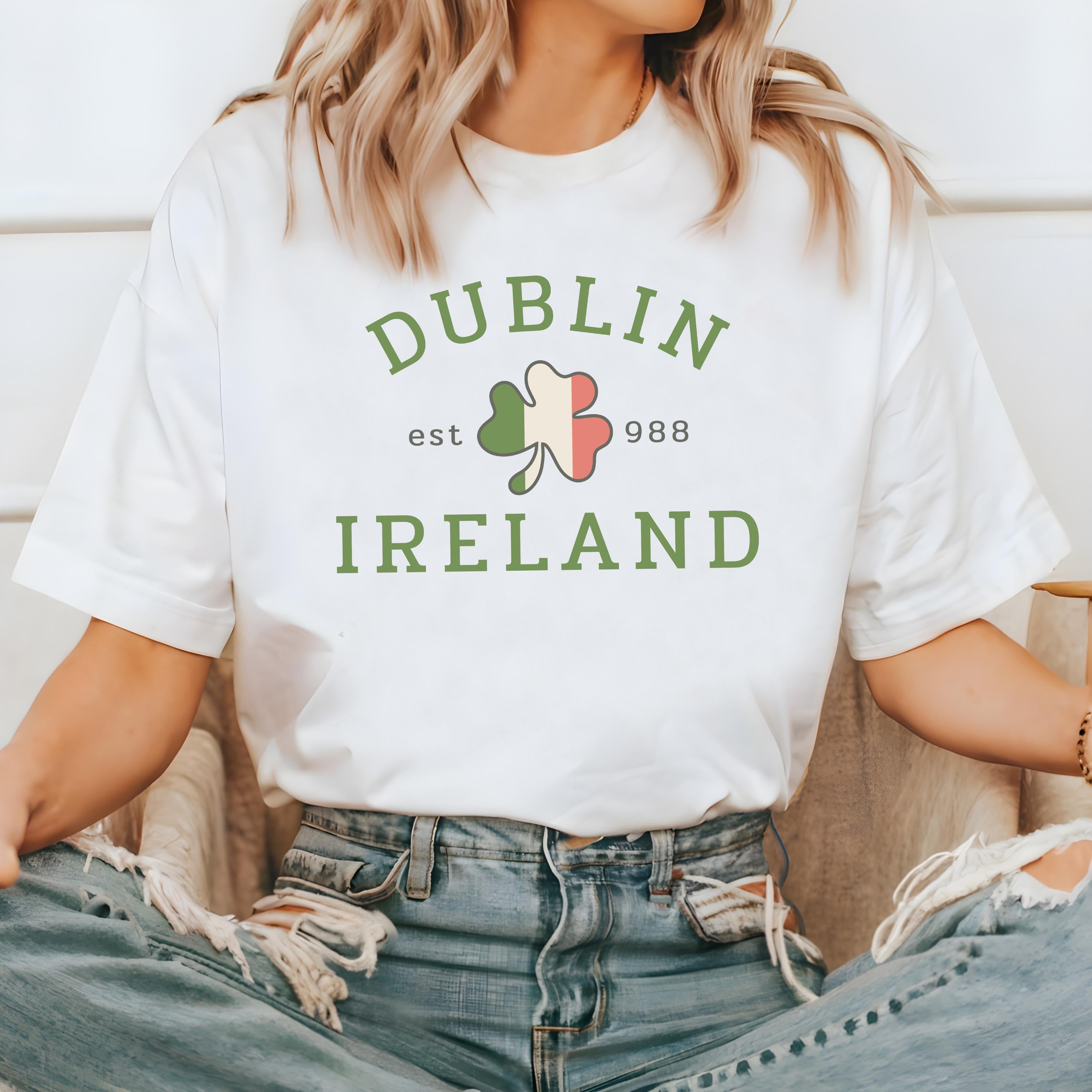 Retro Dublin Ireland St Patty's Day Comfort Colors Shirt, Vintage St Patricks Day Shirt, St Paddy's Day Four Leaf Clover Shirt Lucky T Shirt