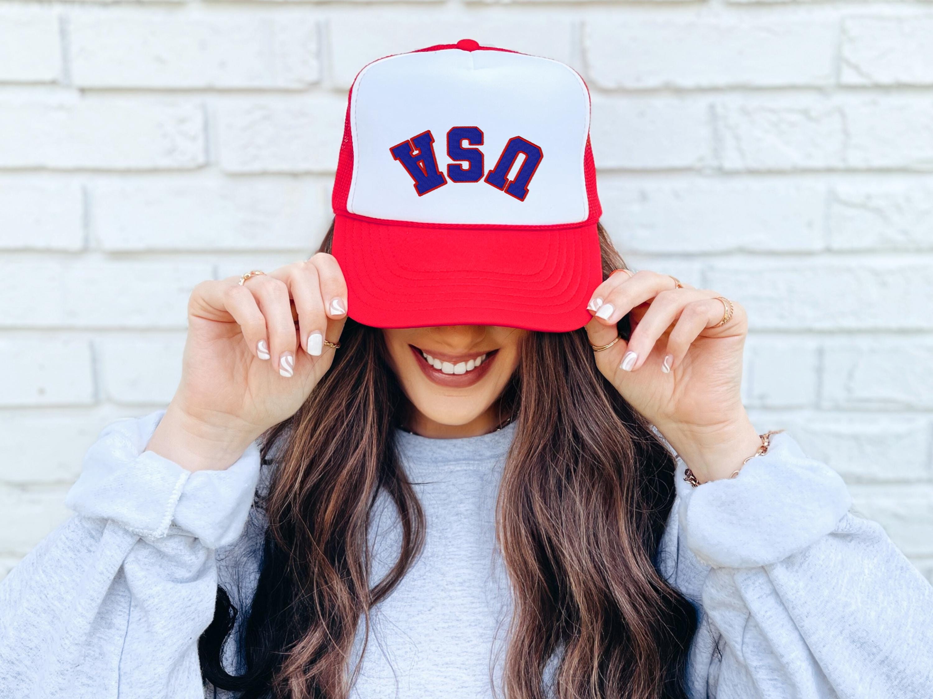 Embroidered Rope Hat Upside Down July 4th, America USA, Fourth of July Hat, July 4th emroidery, Snapback Adjustable Hat, Mens and Womens