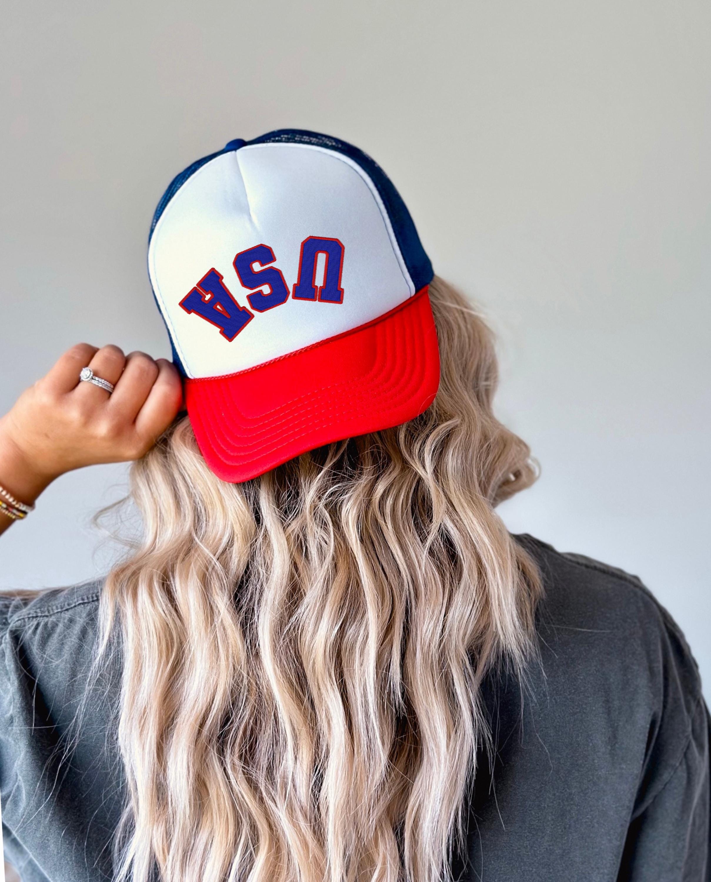 Embroidered Rope Hat Upside Down July 4th, America USA, Fourth of July Hat, July 4th emroidery, Snapback Adjustable Hat, Mens and Womens