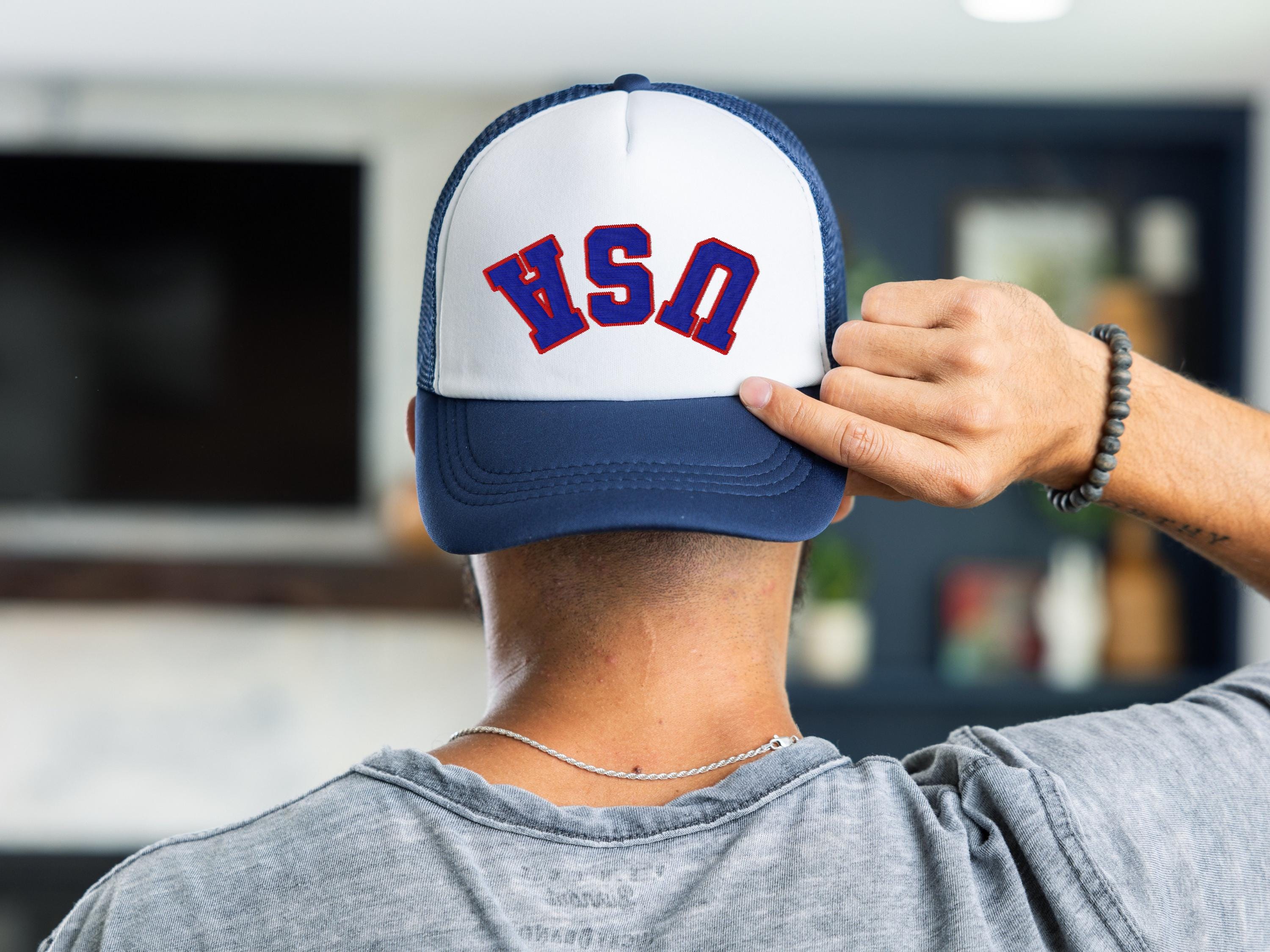 Embroidered Rope Hat Upside Down July 4th, America USA, Fourth of July Hat, July 4th emroidery, Snapback Adjustable Hat, Mens and Womens