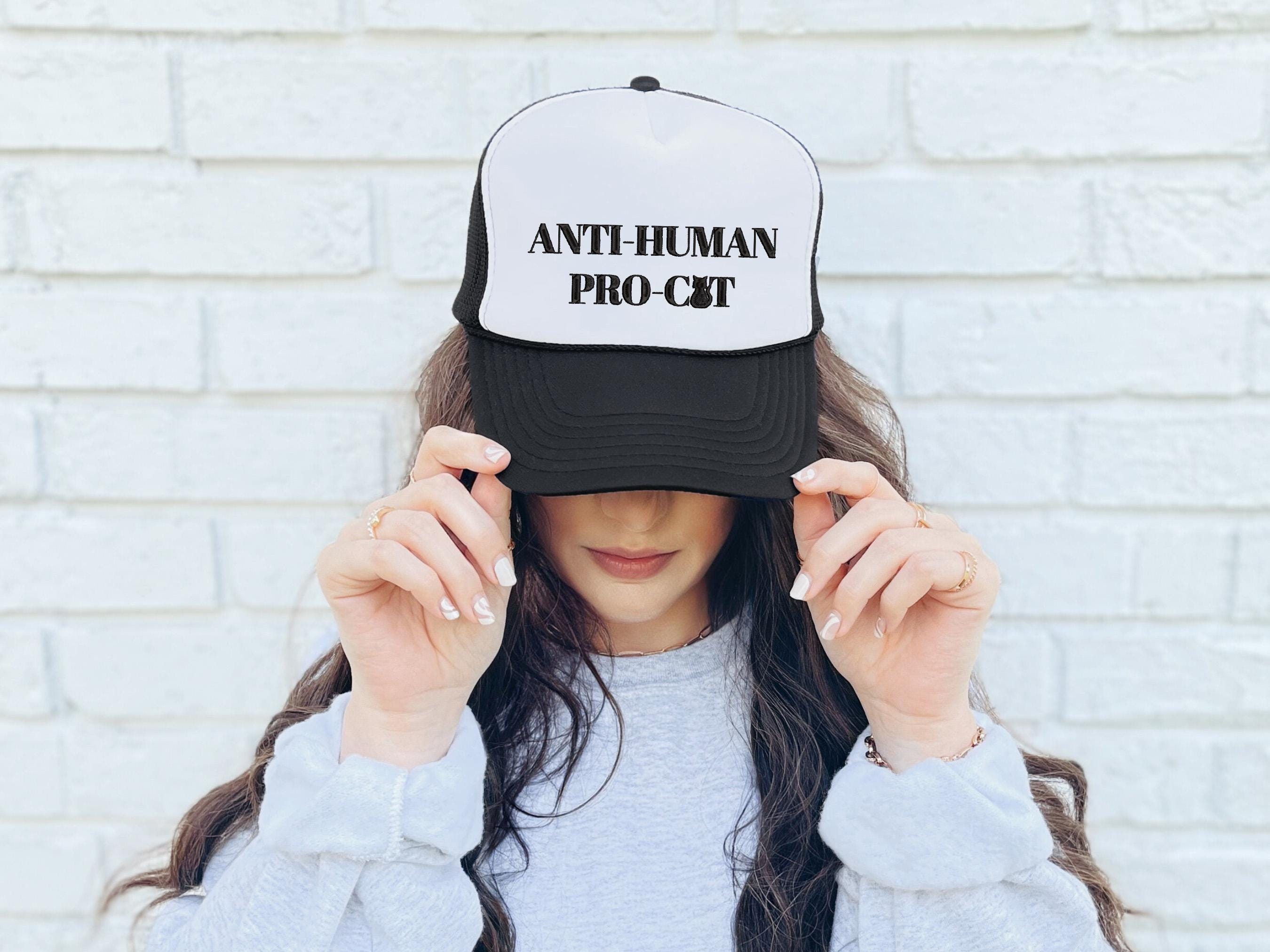 Embroidered Anti Human Pro Cat Rope Hat, Cat Lover Foam, Pro Cat Hat, Snapback Adjustable, Mens and Womens, Party Foam Hat