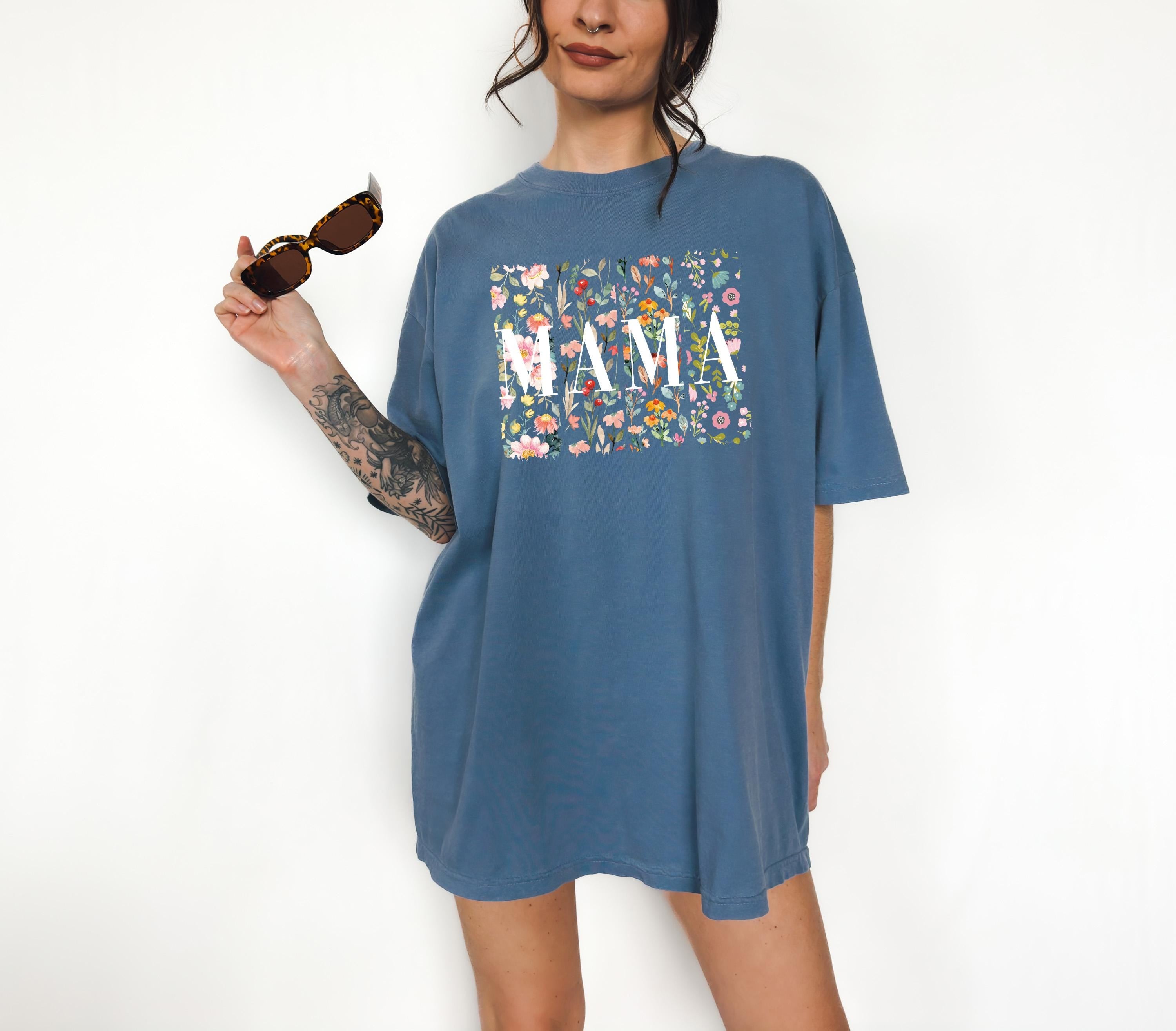 Sprint Floral Mama Comfort Colors Tshirt, First Mother's Day T-Shirt, Gift for Mothers Day Gift, Wild Flower Graphic Tshirt