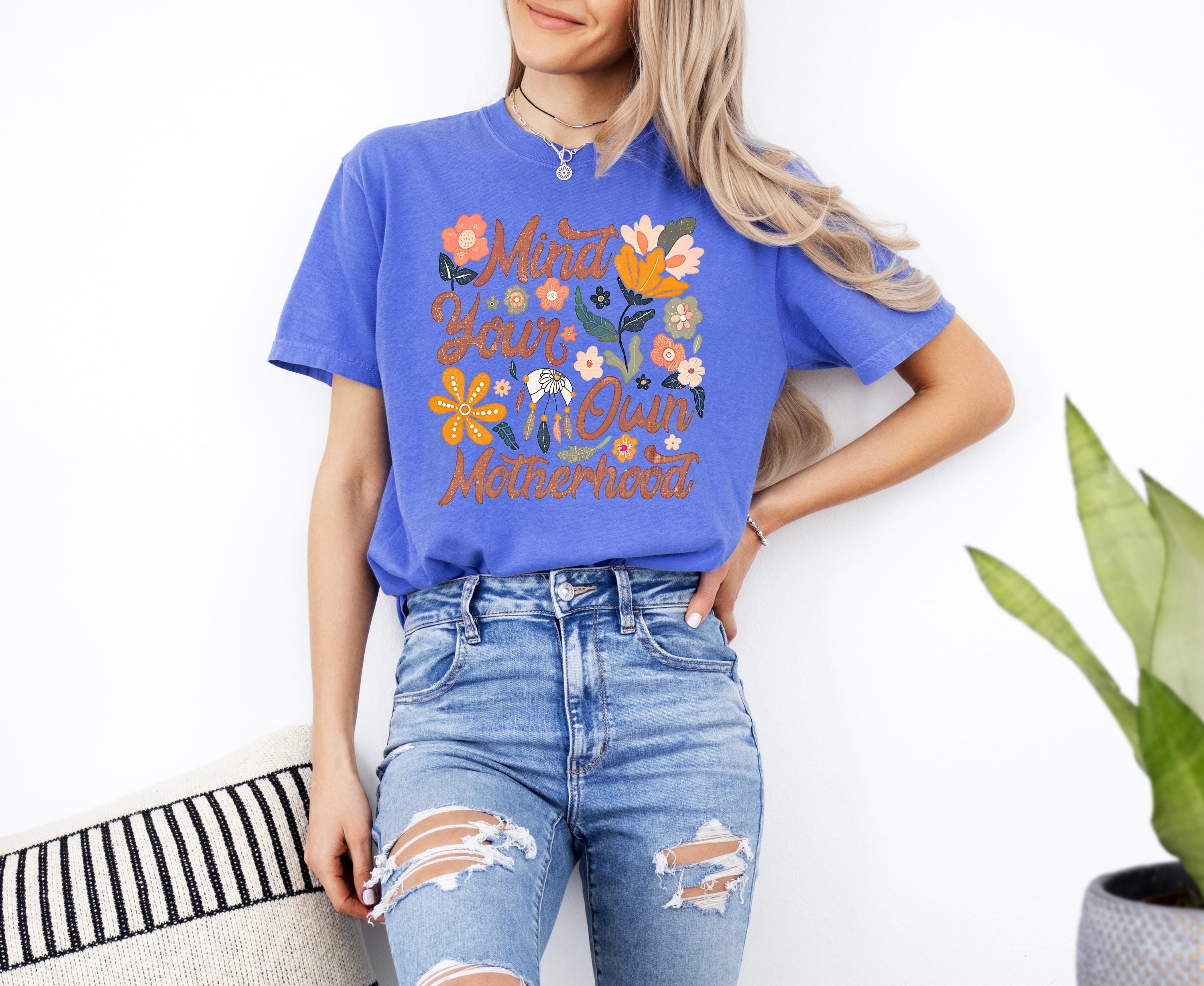 Mind Your Own Motherhood Comfort Colors Tshirt, First Mother's Day T-Shirt, Gift for Mothers Day Gift, Wild Flower Graphic Tshirt