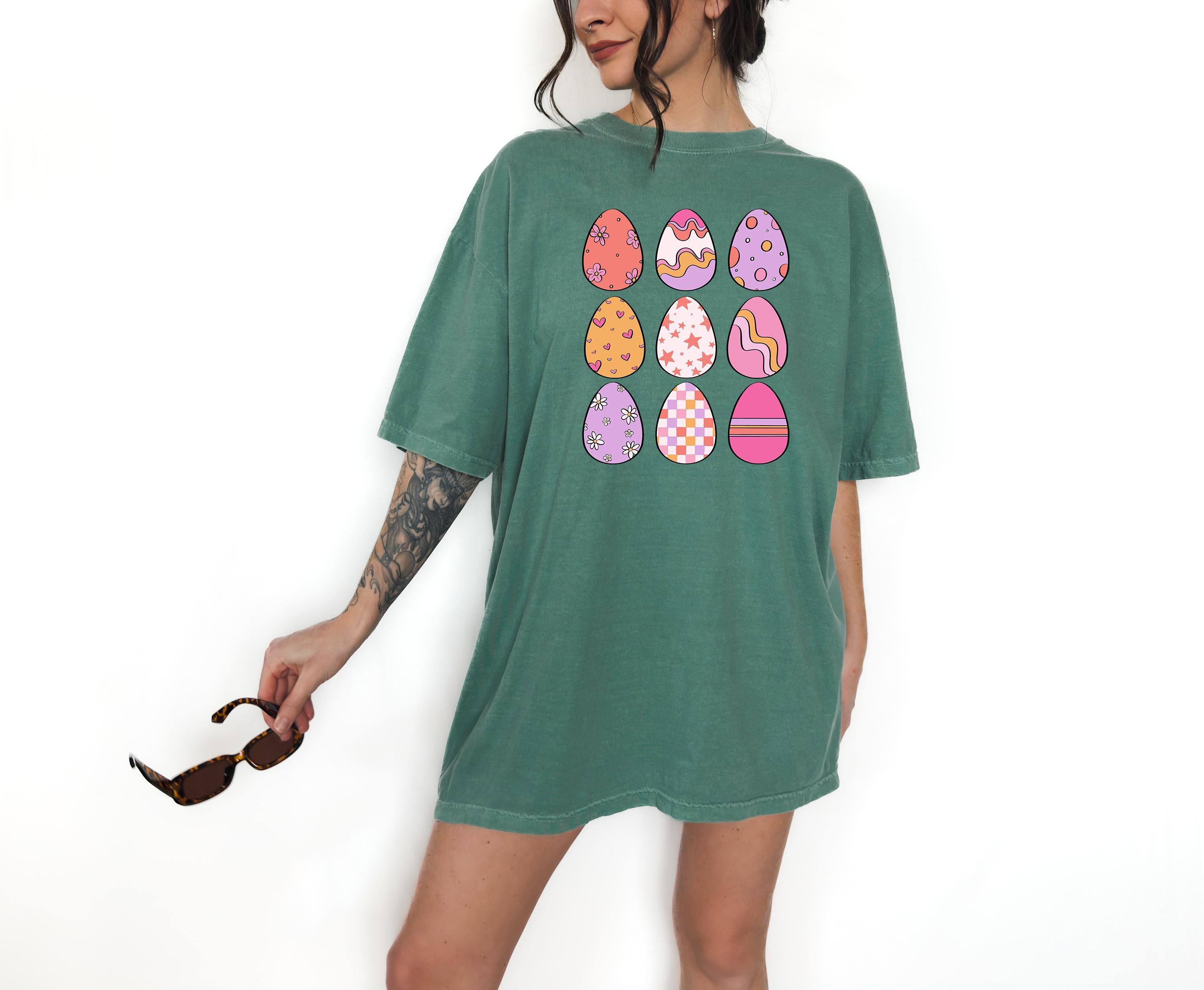 Cute Easter Eggs Comfort Colors Shirt, Easter TShirt, Easter Shirt, Easter Bunny and Bows, Easter Sunday T, He Has Risen, Good Friday