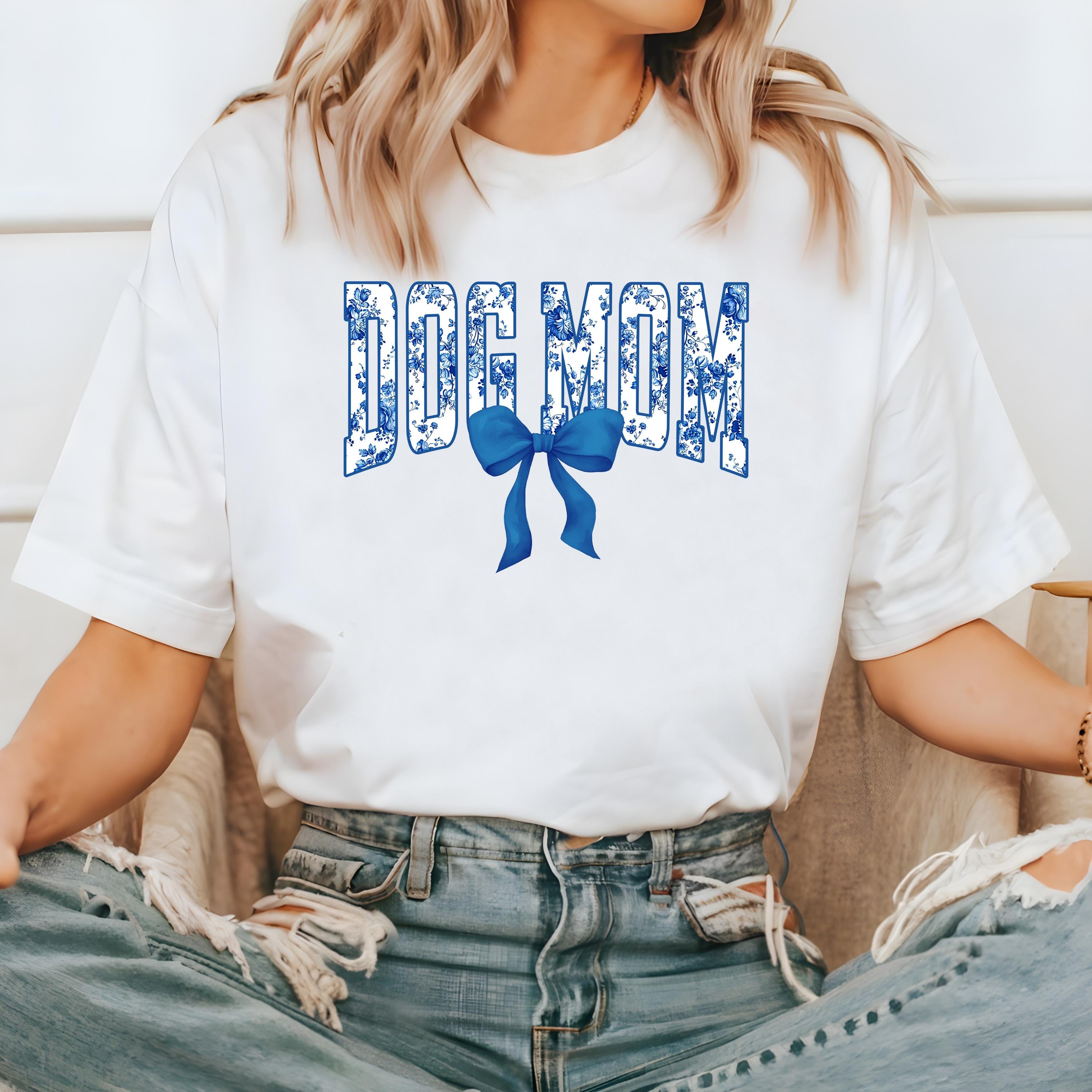 Dog Mom Comfort Colors Tshirt, Blue and White floral design, Dog Mom Mother's Day T-Shirt, Gift for Mothers Day Gift, Graphic Tshirt