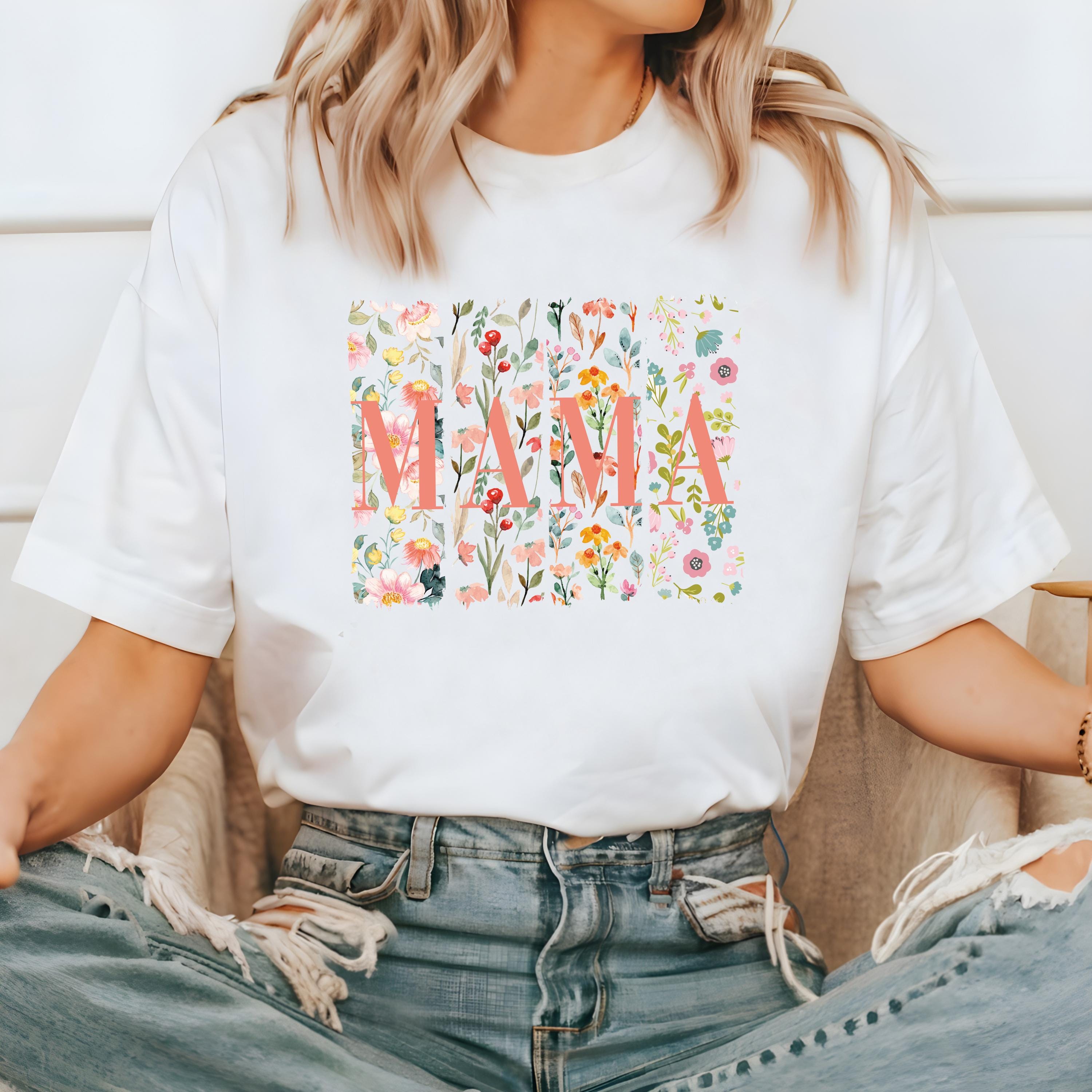 Spring Floral Mama Comfort Colors Tshirt, First Mother's Day T-Shirt, Gift for Mothers Day Gift, Wild Flower Graphic Tshirt