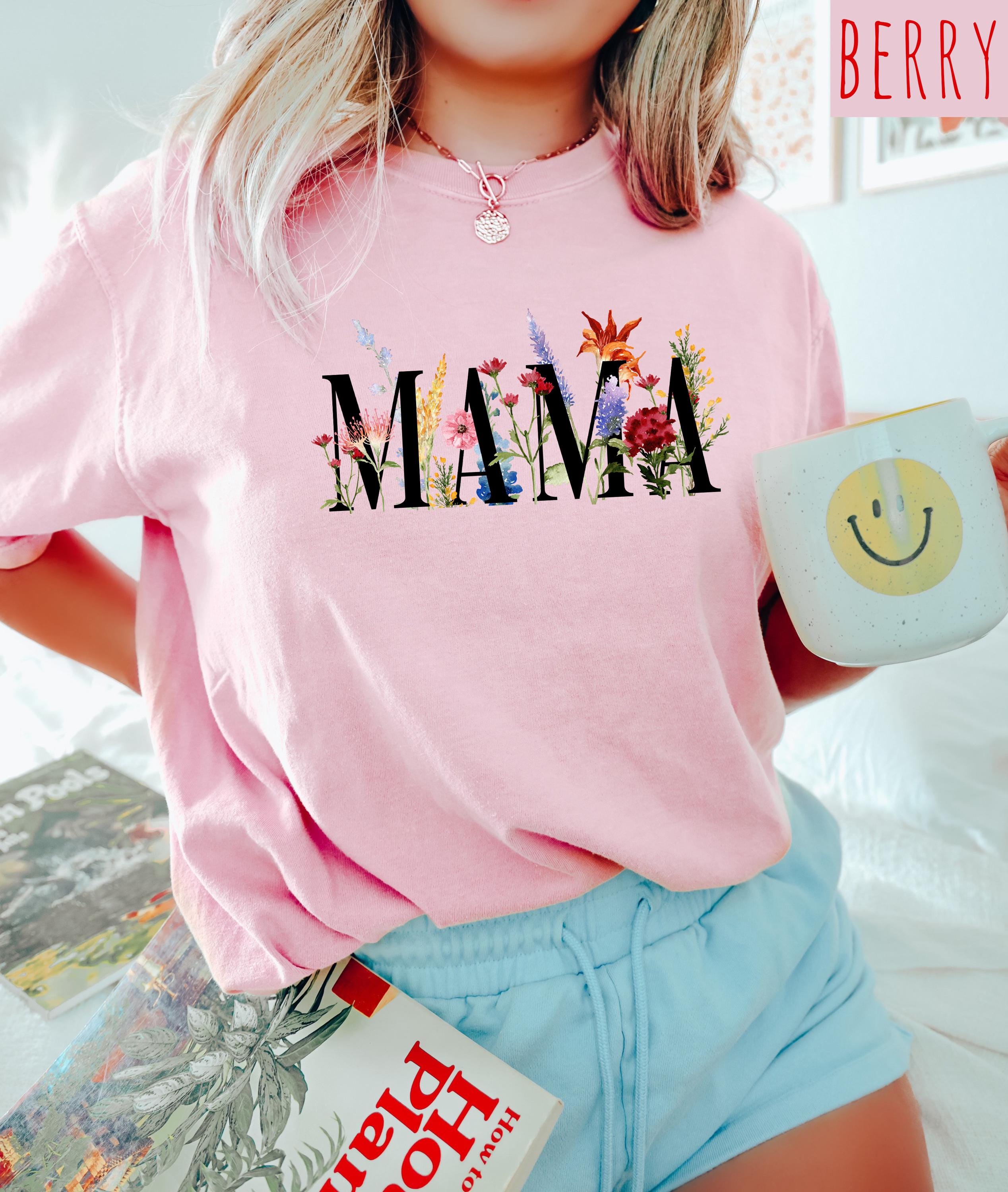 Spring Flowers Mama Comfort Colors Tshirt, First Mother's Day T-Shirt, Gift for Mothers Day Gift, Wild Flower Graphic Tshirt