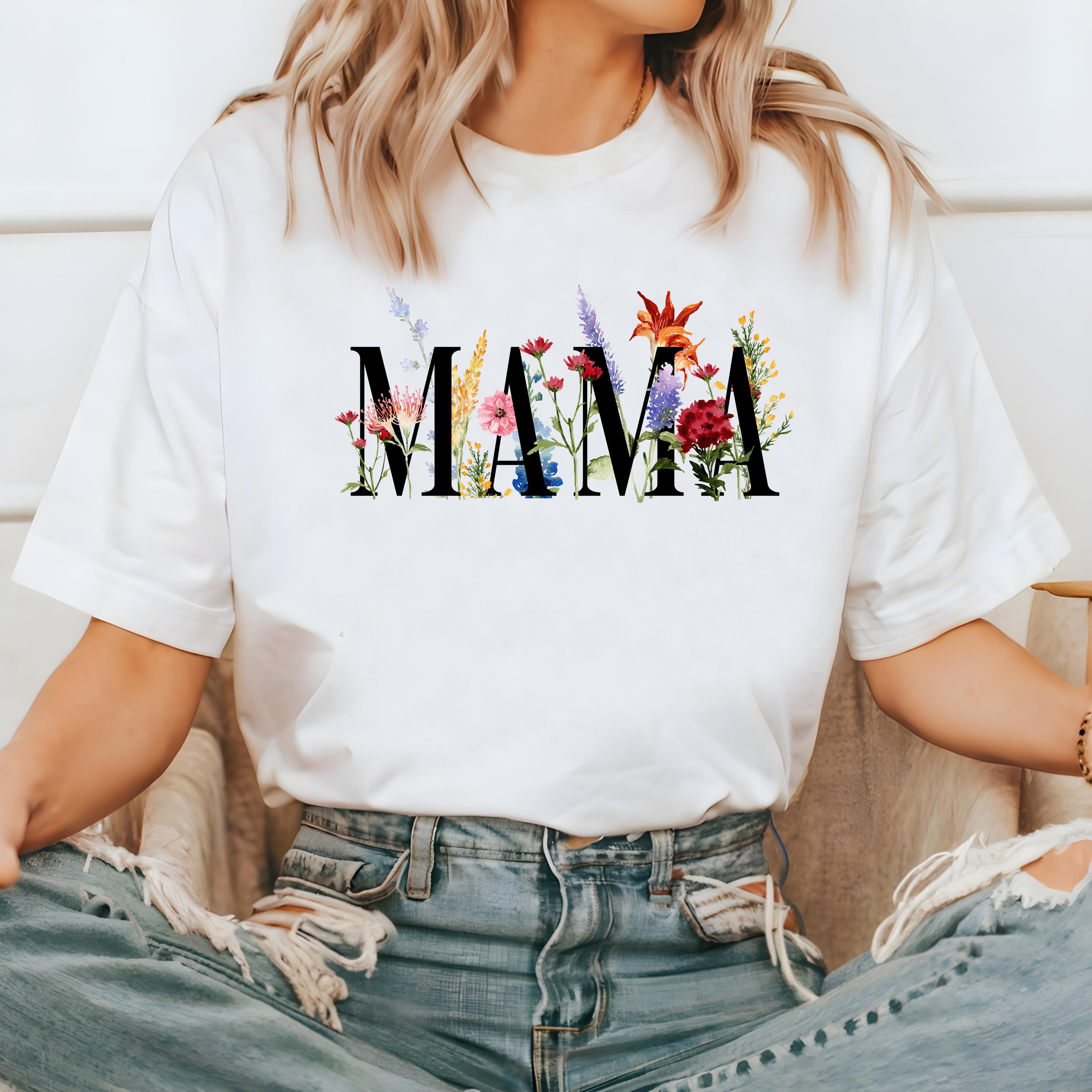 Spring Flowers Mama Comfort Colors Tshirt, First Mother's Day T-Shirt, Gift for Mothers Day Gift, Wild Flower Graphic Tshirt