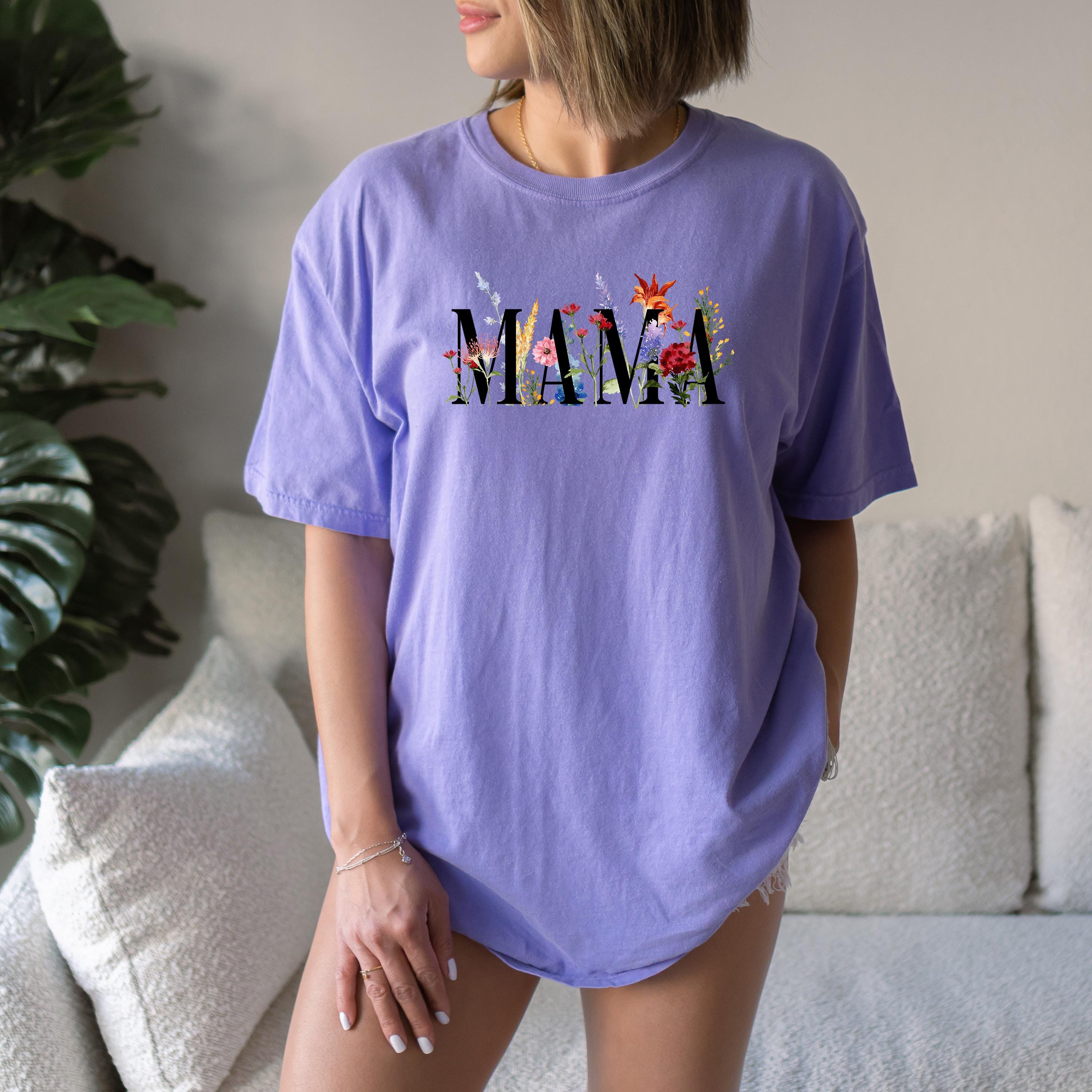 Spring Flowers Mama Comfort Colors Tshirt, First Mother's Day T-Shirt, Gift for Mothers Day Gift, Wild Flower Graphic Tshirt