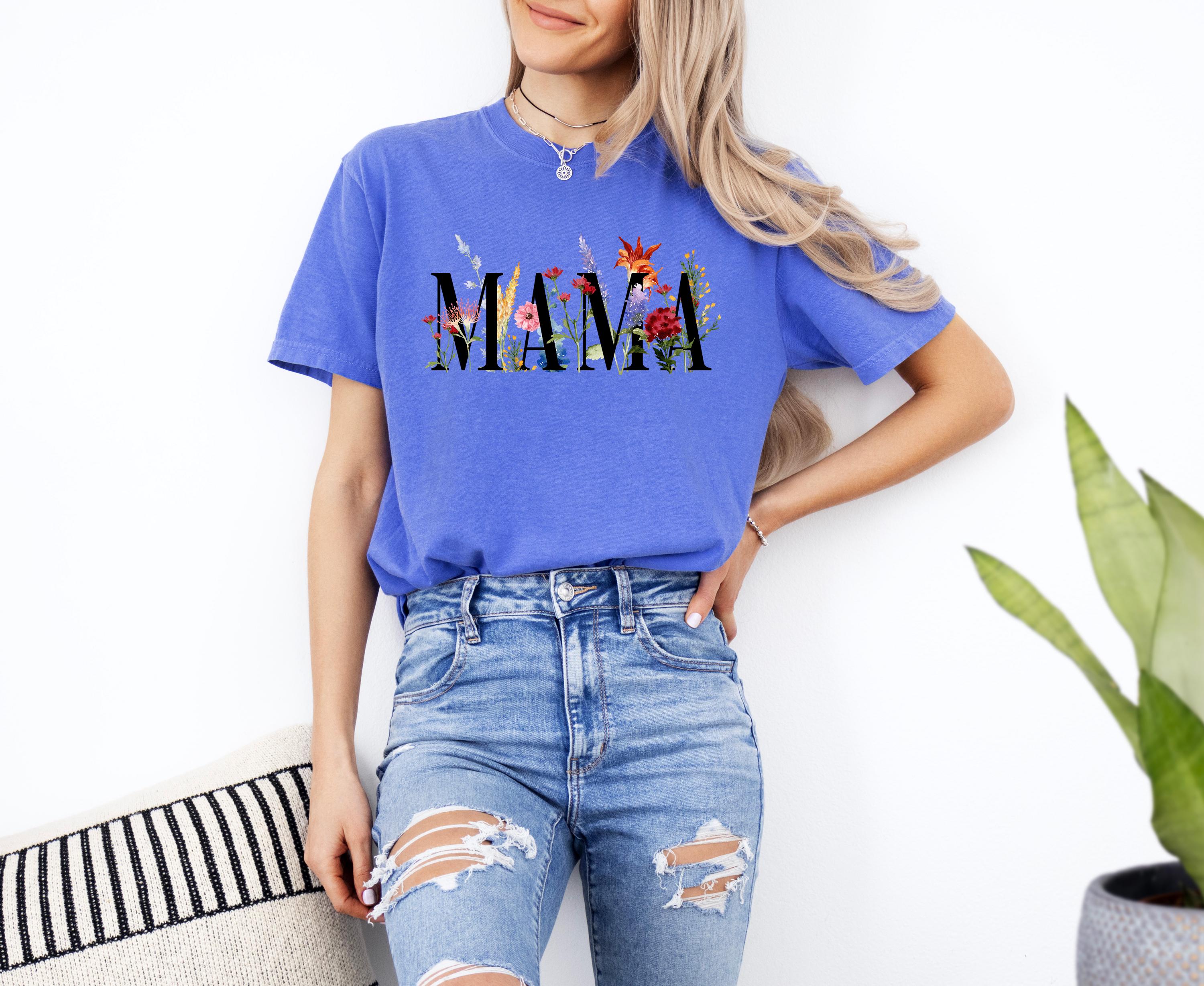 Spring Flowers Mama Comfort Colors Tshirt, First Mother's Day T-Shirt, Gift for Mothers Day Gift, Wild Flower Graphic Tshirt
