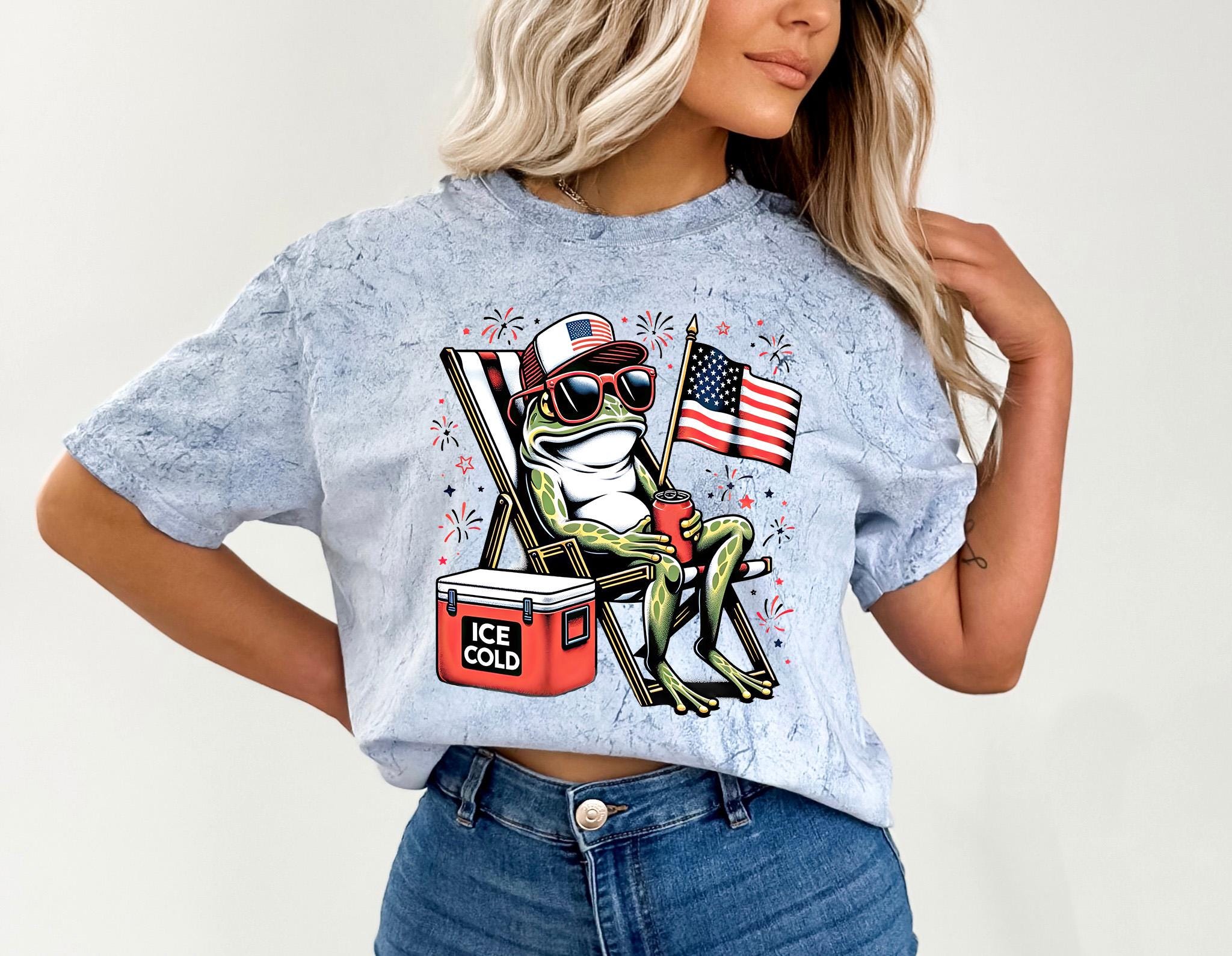 Patriotic Frog Tie Dye Comfort Colors shirt, Funny Fourth Shirt, Unisex 4th of July T-Shirt, America Shirt, USA Independence Day