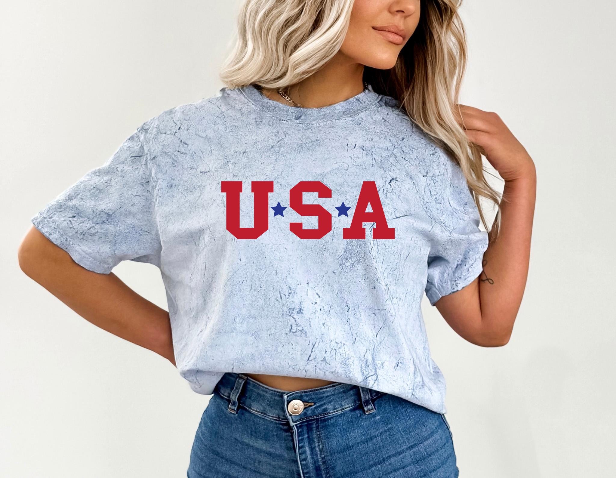 USA Stars Tie Dye Comfort Colors Shirt, Retro Fourth Shirt, Unisex 4th of July T-Shirt, America Shirt, USA Independence Day