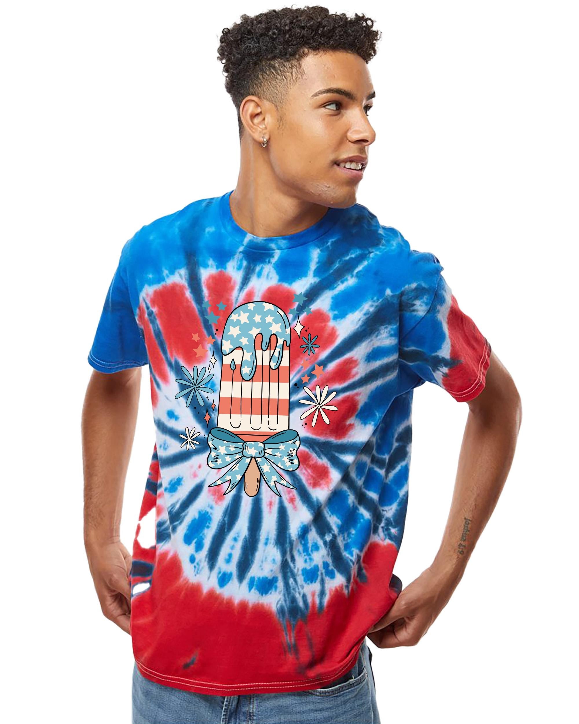 Retro Popsicle Red White Blue Tie Dye Colortone T-shirt, America Shirt, Fourth Shirt, Unisex 4th of July T, Patriotic Tee, Independence Day