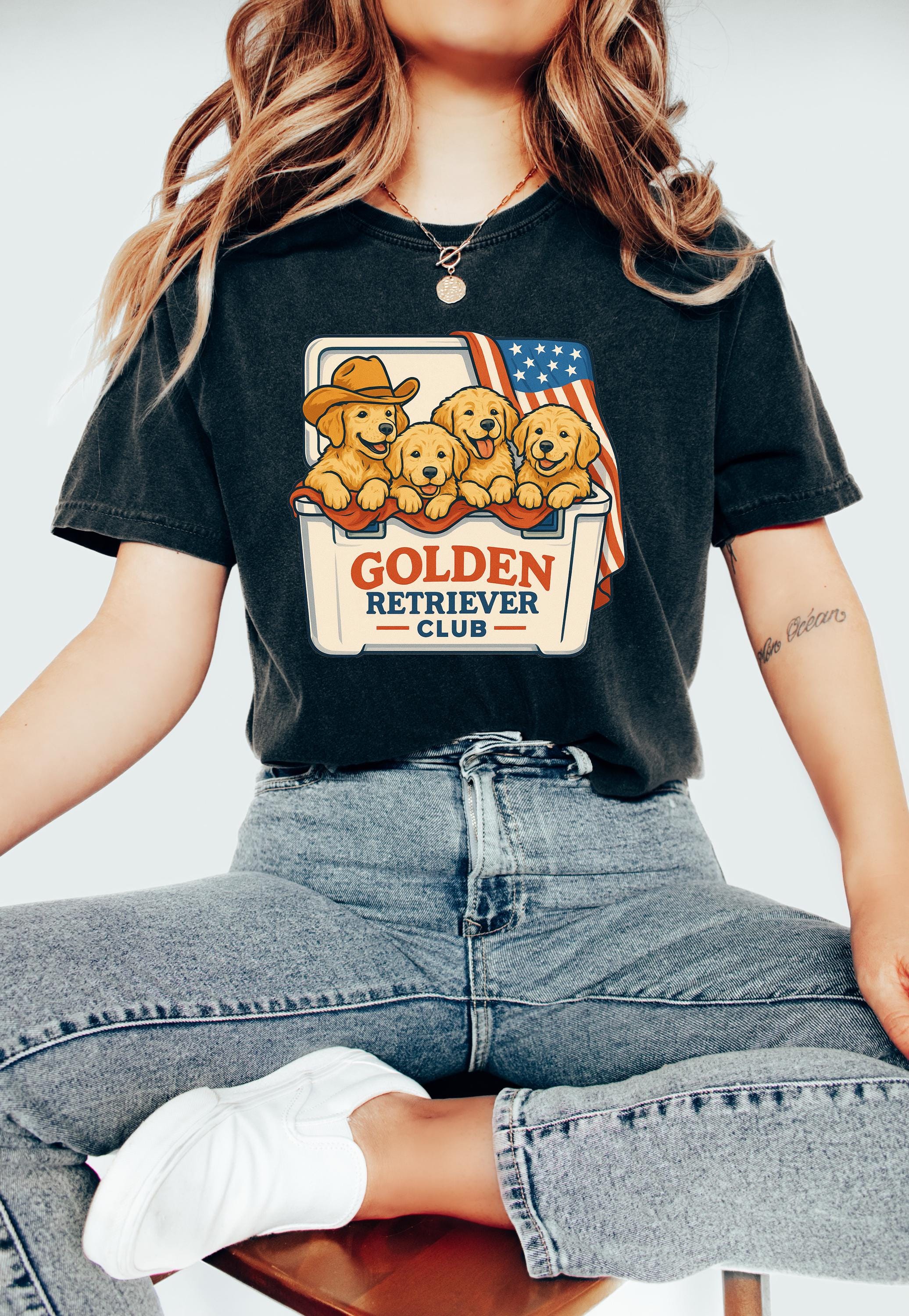 Retro Golden Retriever Club Comfort Colors Shirt Fourth of July T Cute fourth Shirt Unisex 4th of July Patriotic Shirt Independence Day