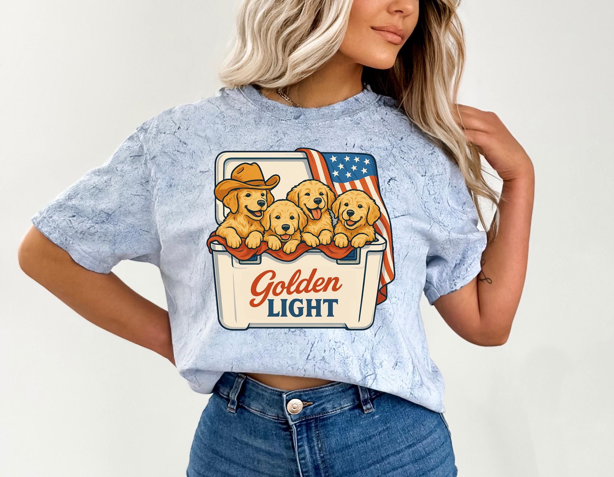 Retro USA Tie Dye Comfort Color shirt, America Golden Retriever shirt,Retro fourth shirt, Unisex 4th of July shirt, Patriotic Independence T
