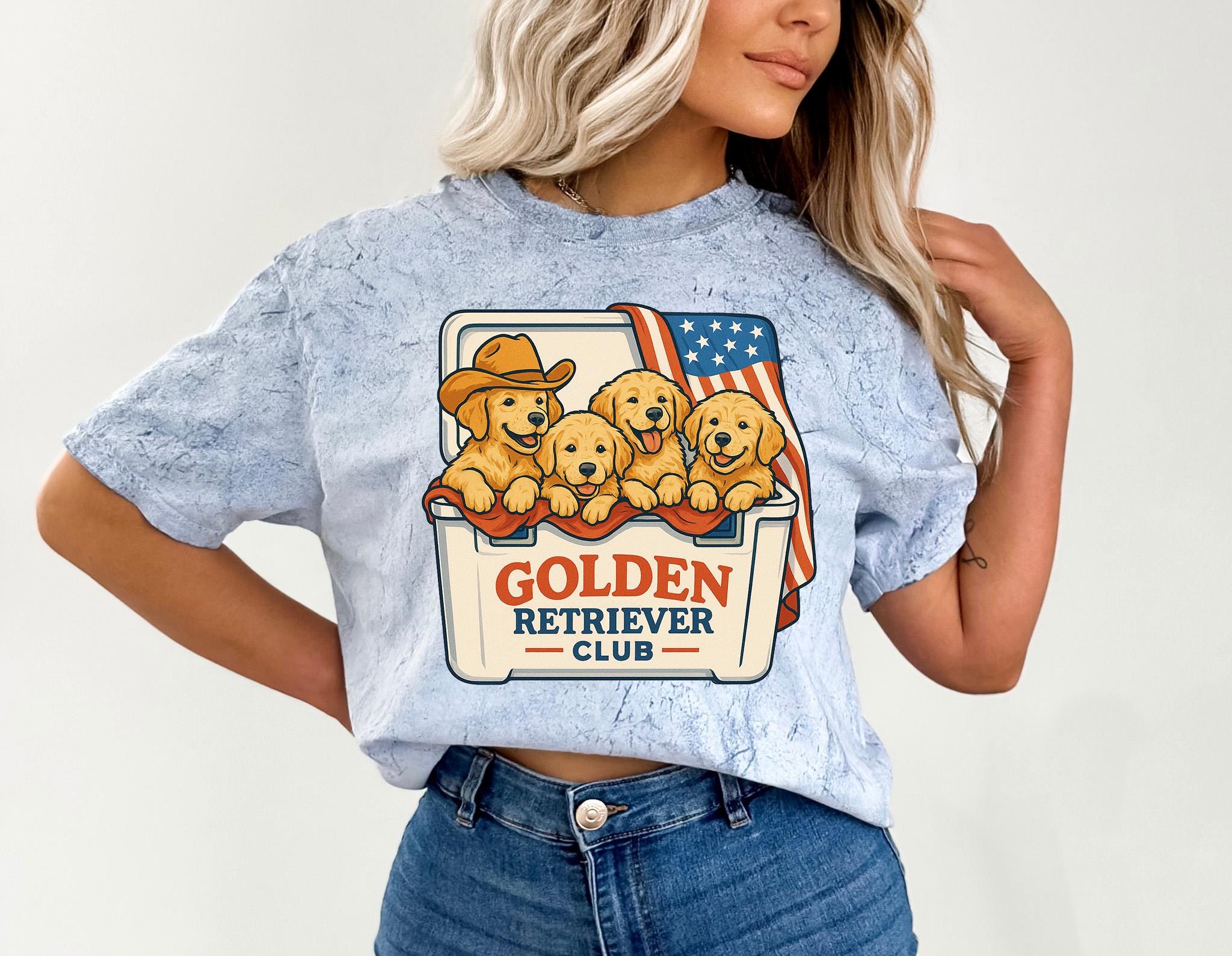 Retro Golden Retriever Club USA Tie Dye Comfort Colors shirt, America,Retro fourth shirt, Unisex 4th of July shirt, Patriotic Independence T