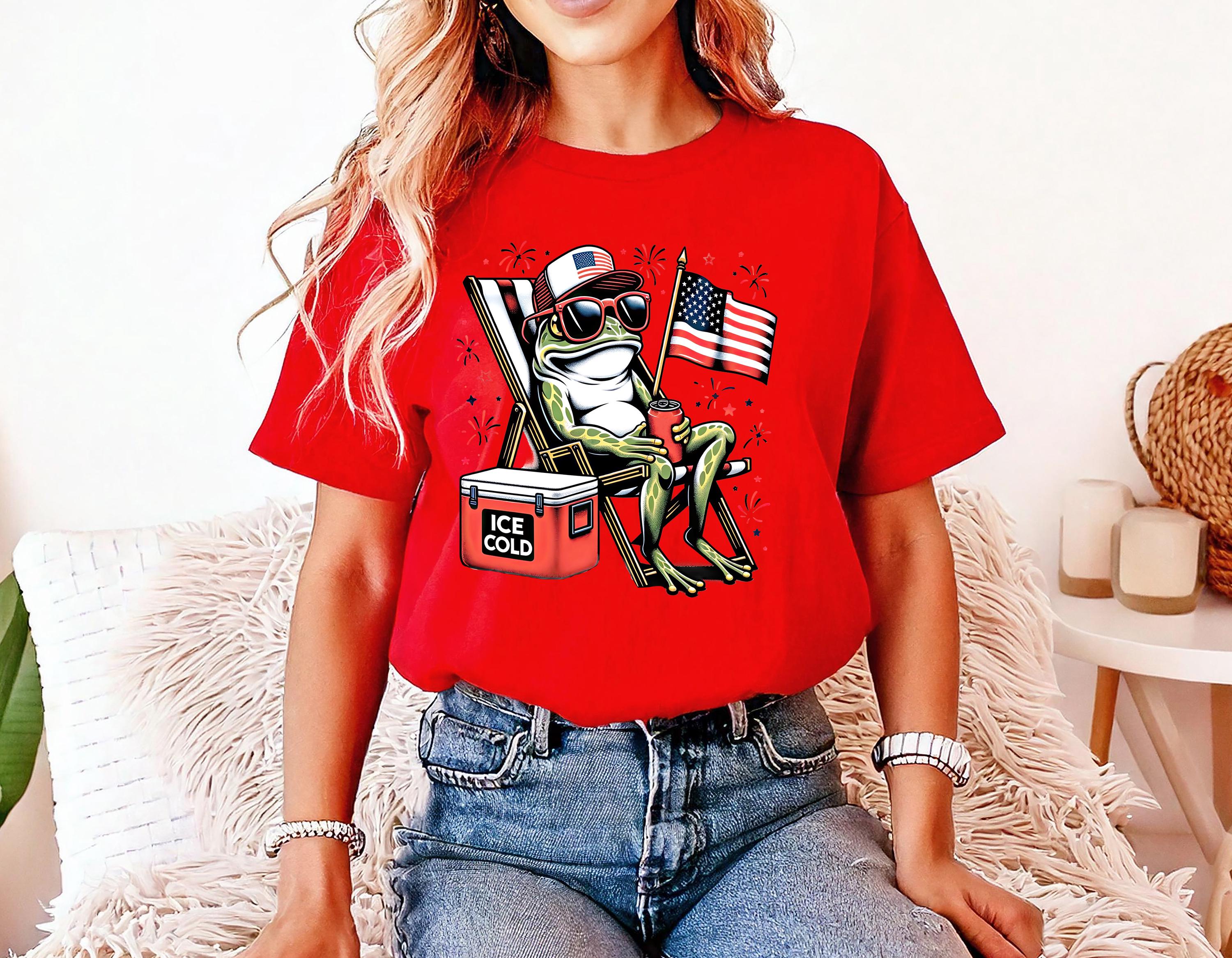 Funny Patriotic Frog Comfort Colors Tshirt, 4th of July tee, Retro fourth shirt, Unisex July 4th T, American Flag Shirt, Independence Day