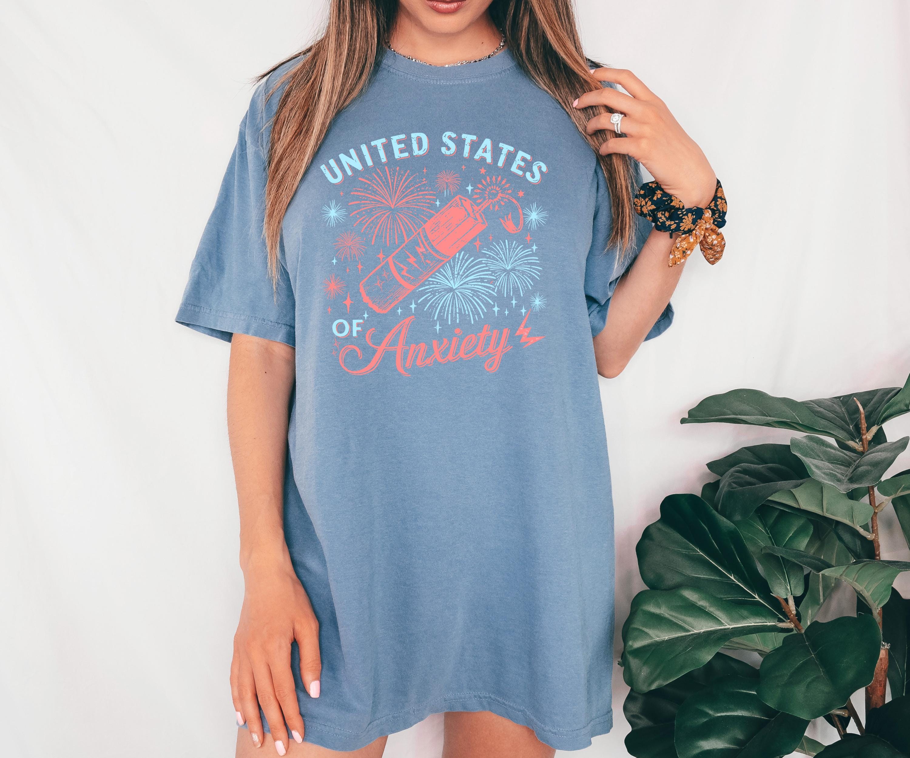 United States of Anxiety Comfort Colors Tshirt, 4th of July T, Retro fourth shirt, Unisex July 4th T, American Flag Shirt, Independence Day