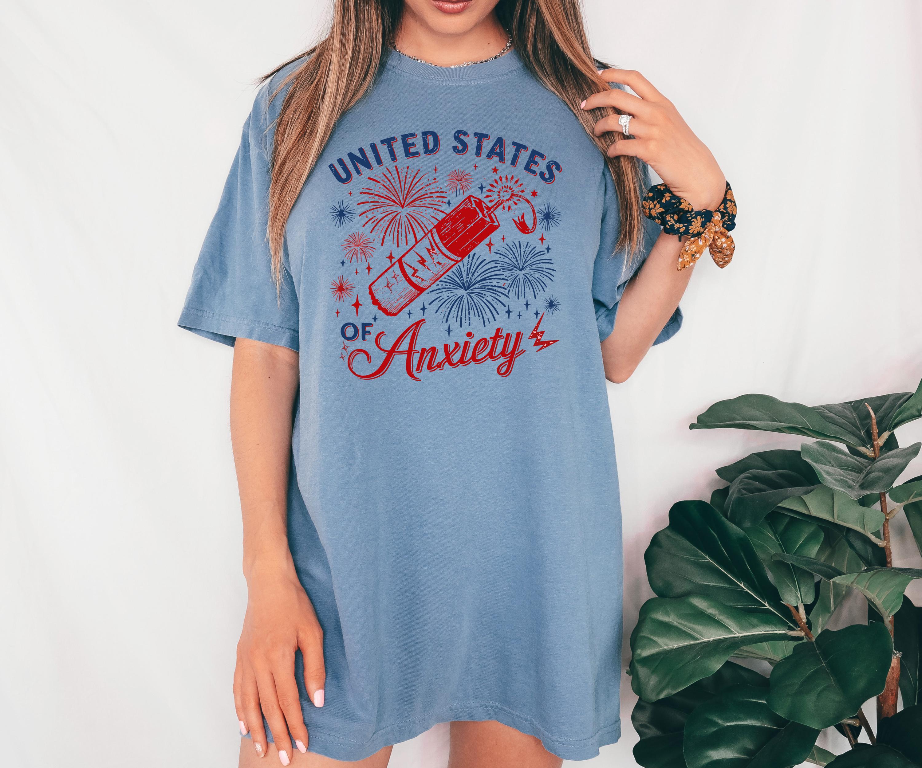 July 4th Comfort Colors Tshirt, United States of Anxiety 4th of July T, Retro fourth shirt, Unisex T, American Flag Shirt, Independence Day