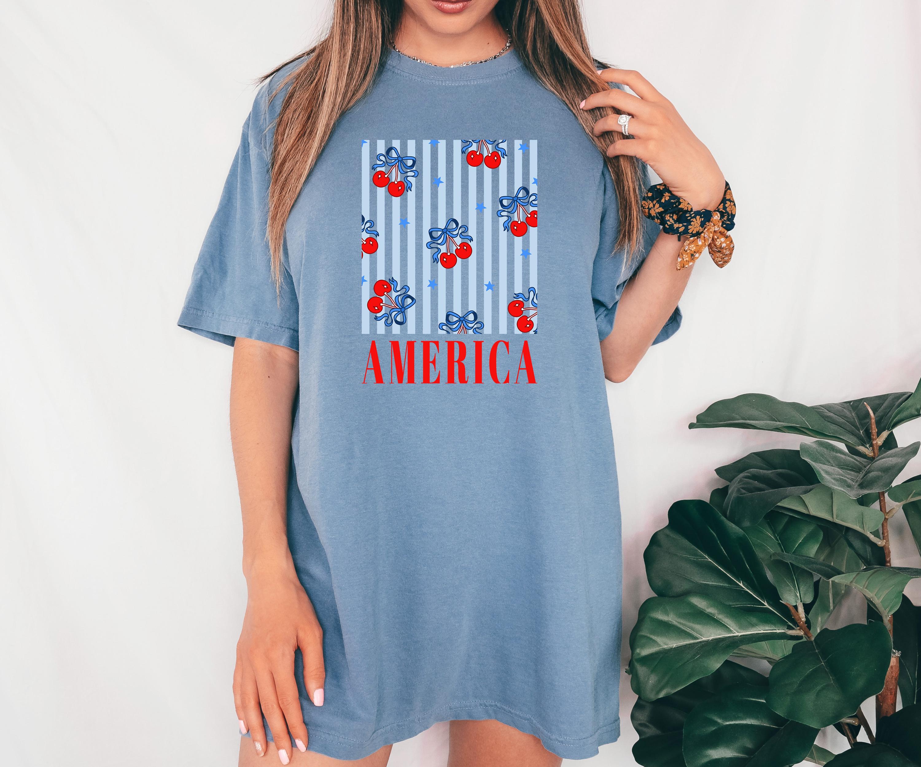 America Cherries Comfort Colors Tshirt, 4th of July tee, Retro fourth shirt, Unisex July 4th T, American Flag Shirt, Independence Day