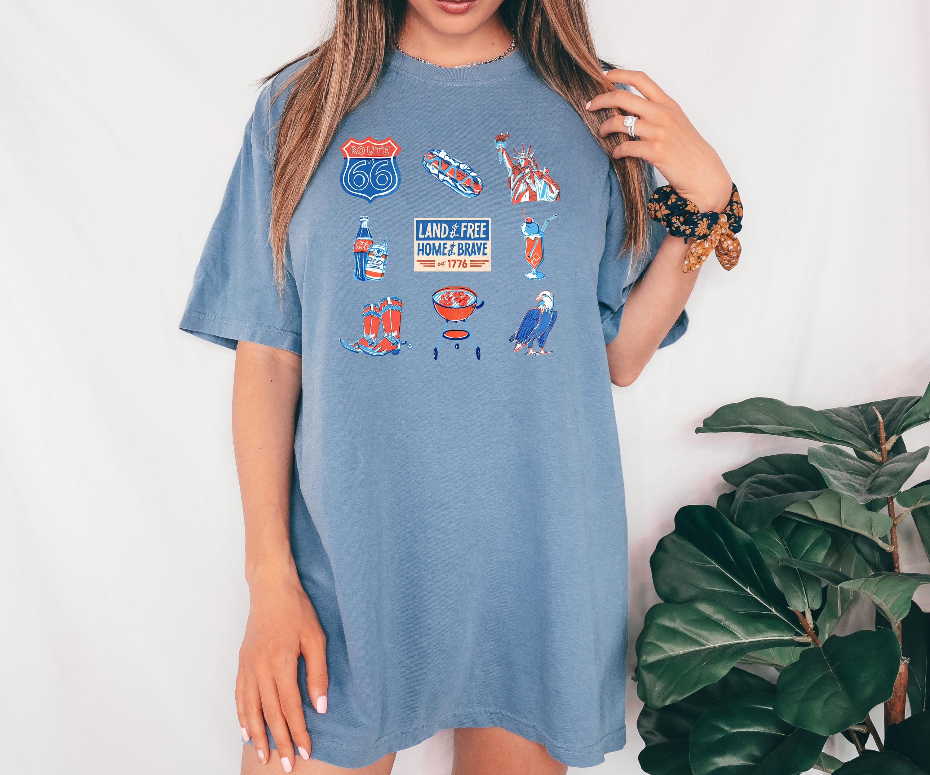 Lady Liberty, Hot Dog, Comfort Colors Tshirt, 4th of July tee, Retro fourth shirt, Unisex July 4th T, American Flag Shirt, Independence Day