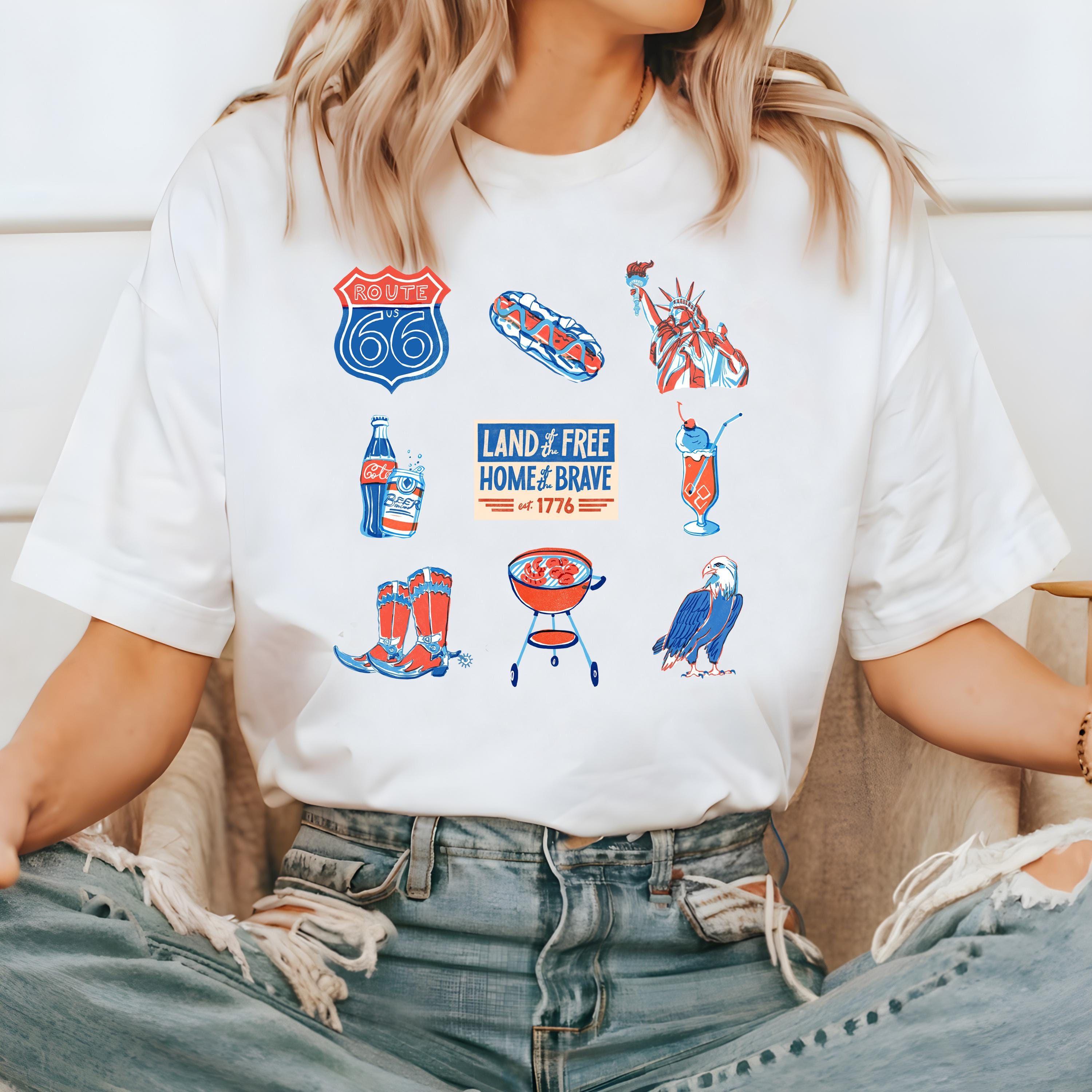 Lady Liberty, Hot Dog, Comfort Colors Tshirt, 4th of July tee, Retro fourth shirt, Unisex July 4th T, American Flag Shirt, Independence Day