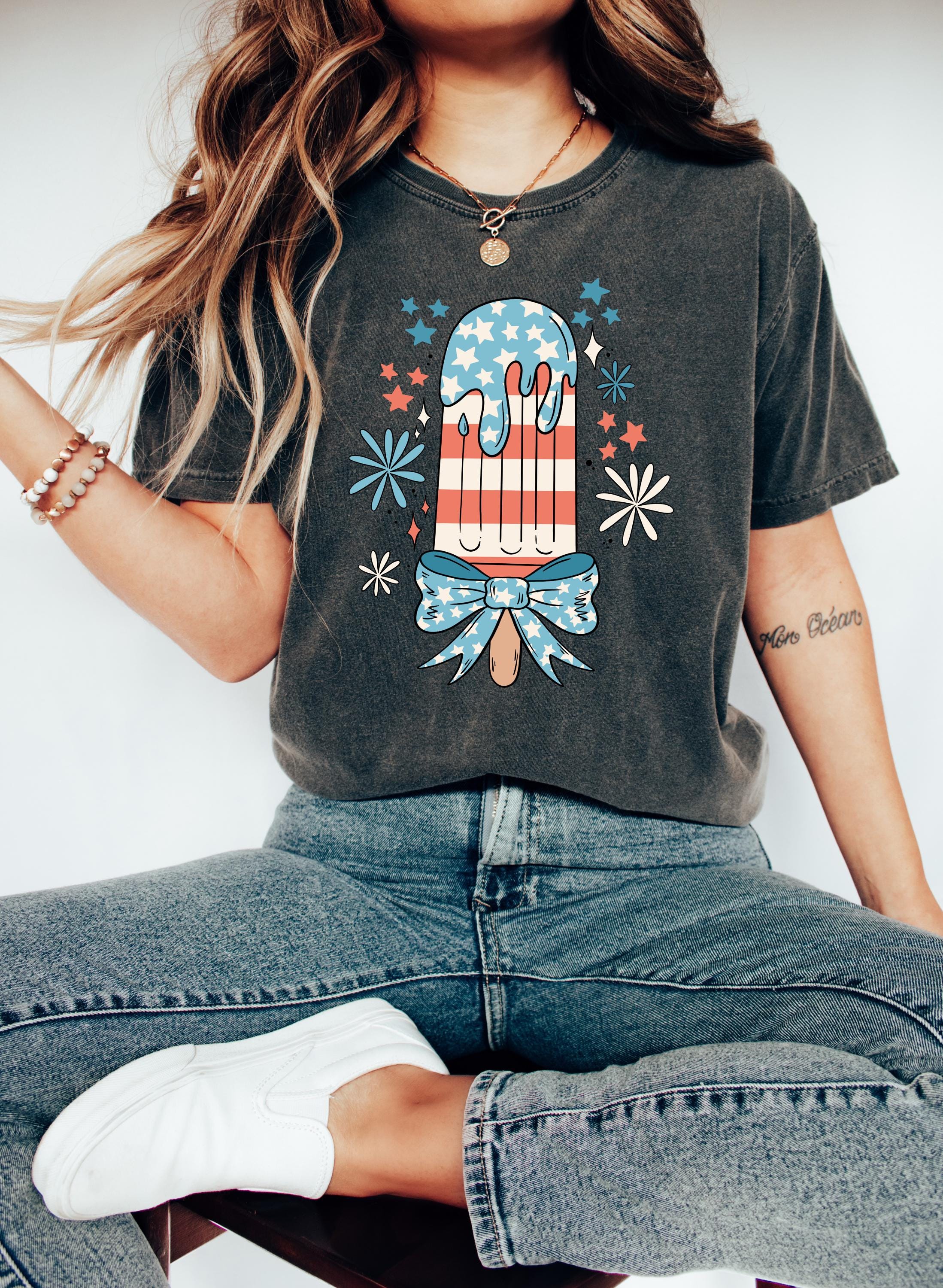 Retro Popsicle Comfort Colors Tshirt, 4th of July tee, Retro fourth shirt, Unisex July 4th T, American Flag Shirt, Independence Day