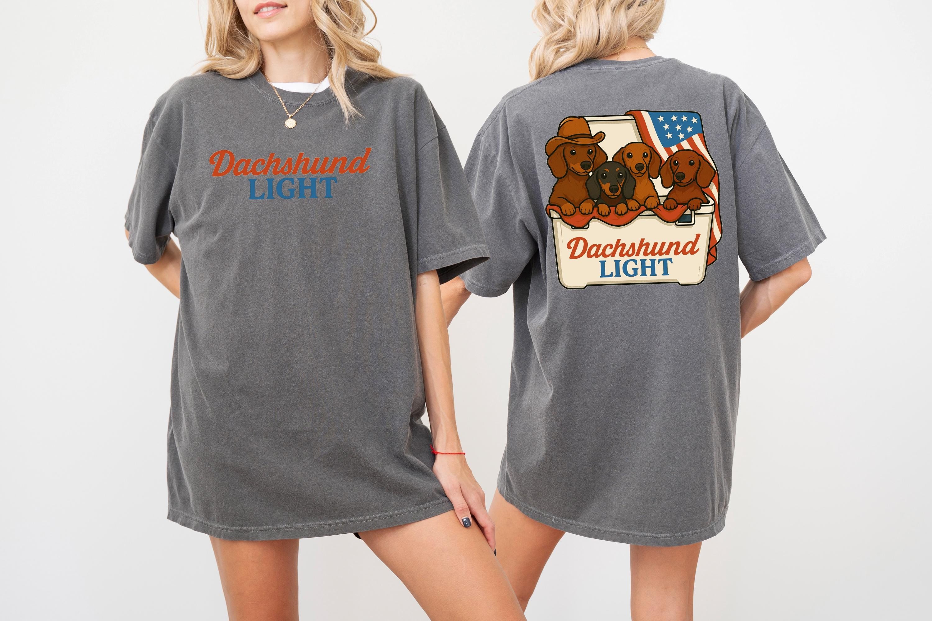Retro Dachshund Light Comfort Colors shirt, 4th of July tee, Retro American Weiner Dog shirt, Unisex 4th of July shirt, Independence Tee