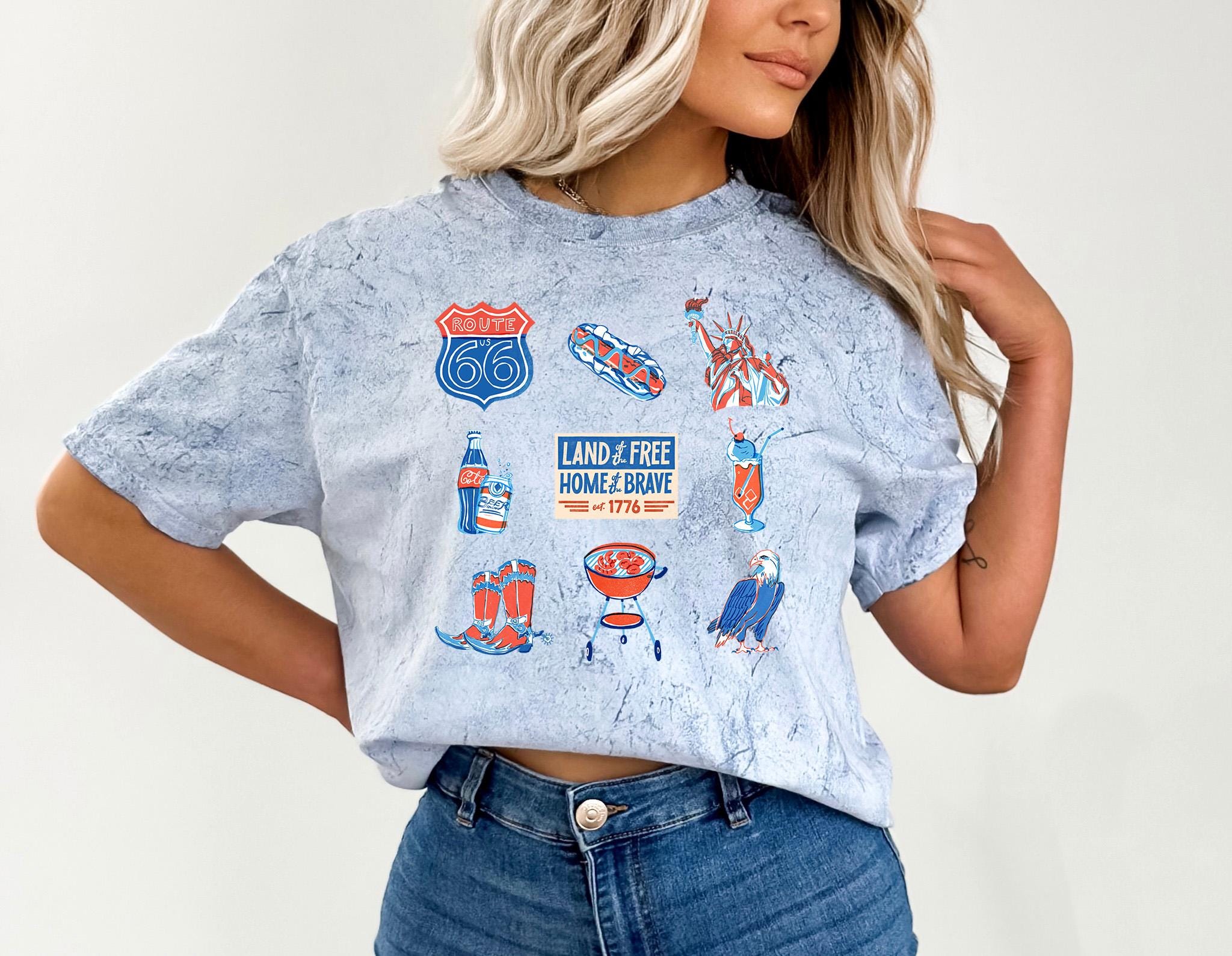 USA Tie Dye Comfort Colors Shirt, Fourth Shirt, Unisex 4th of July T-Shirt, America Shirt, Land Of the Free Independence Day, Lady Liberty