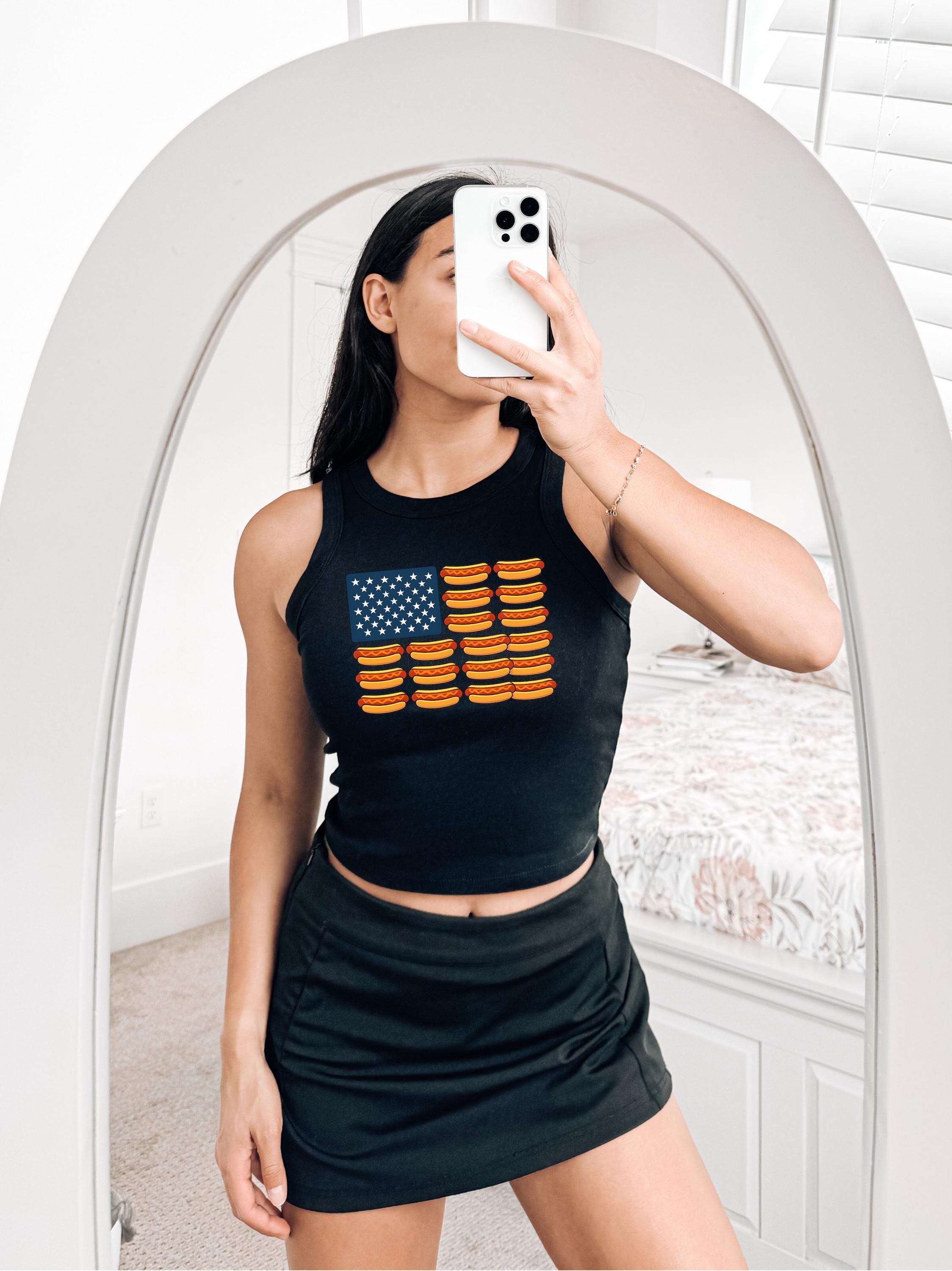 Funny Hotdog Tank, 4th of July Red White and Blue T, July Fourth Shirt, Independence Day, Baby Tee Design, American Flag, 1019 Tank Top
