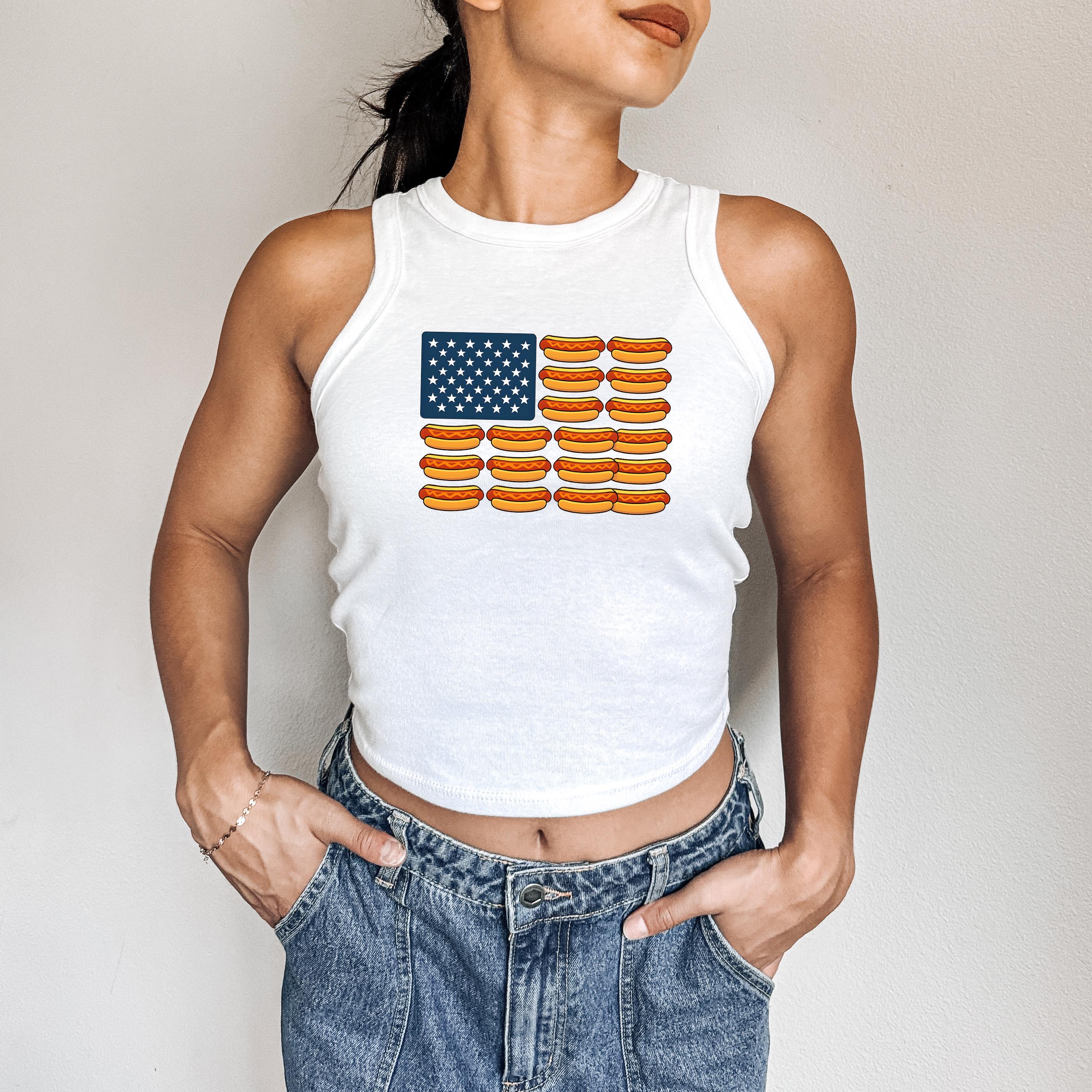 Funny Hotdog Tank, 4th of July Red White and Blue T, July Fourth Shirt, Independence Day, Baby Tee Design, American Flag, 1019 Tank Top