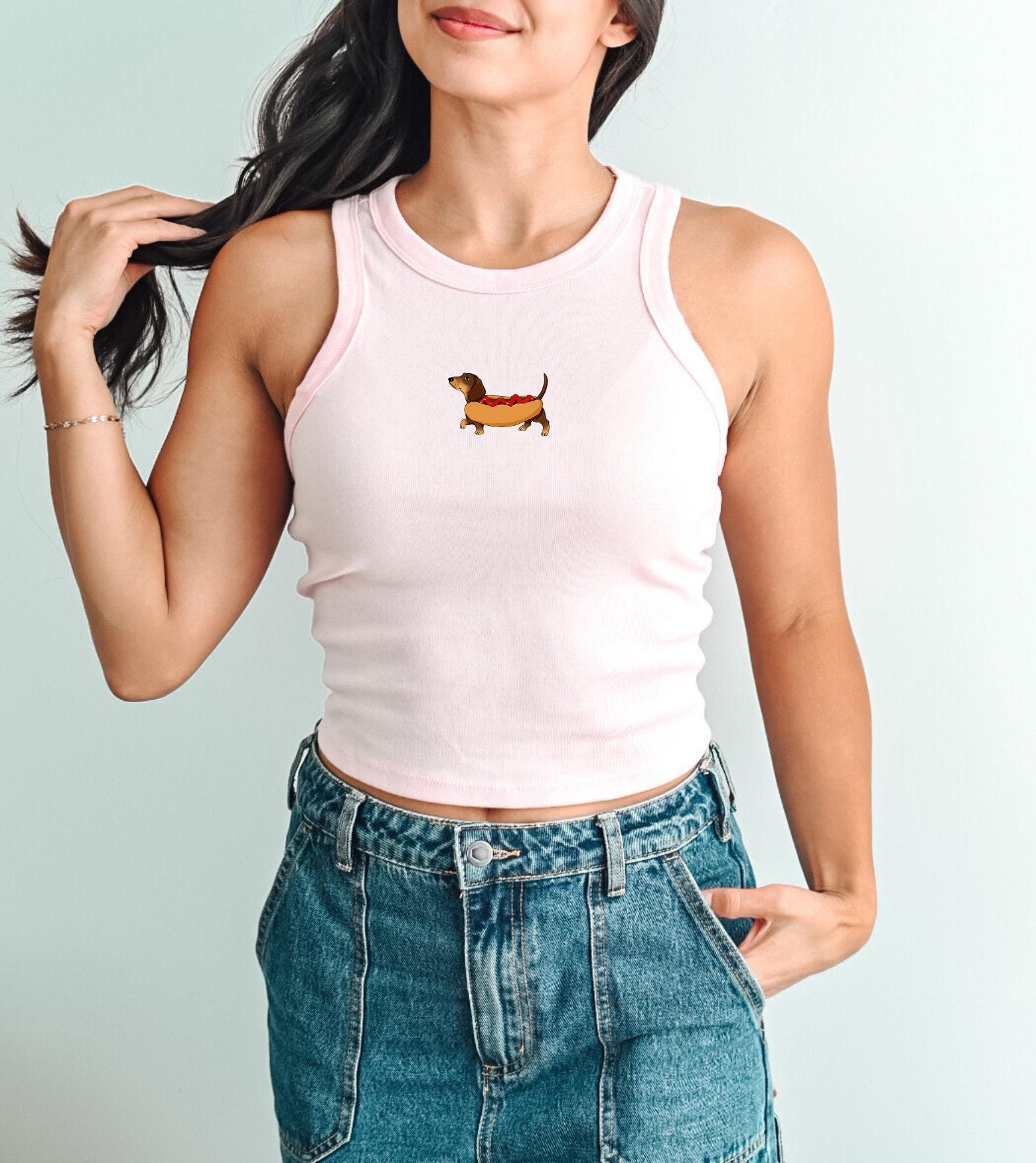 Cute Dachshund Hotdog Tank, 4th of July Red White and Blue T, July Fourth Shirt, Independence Day, American Flag, 1019 Tank Top