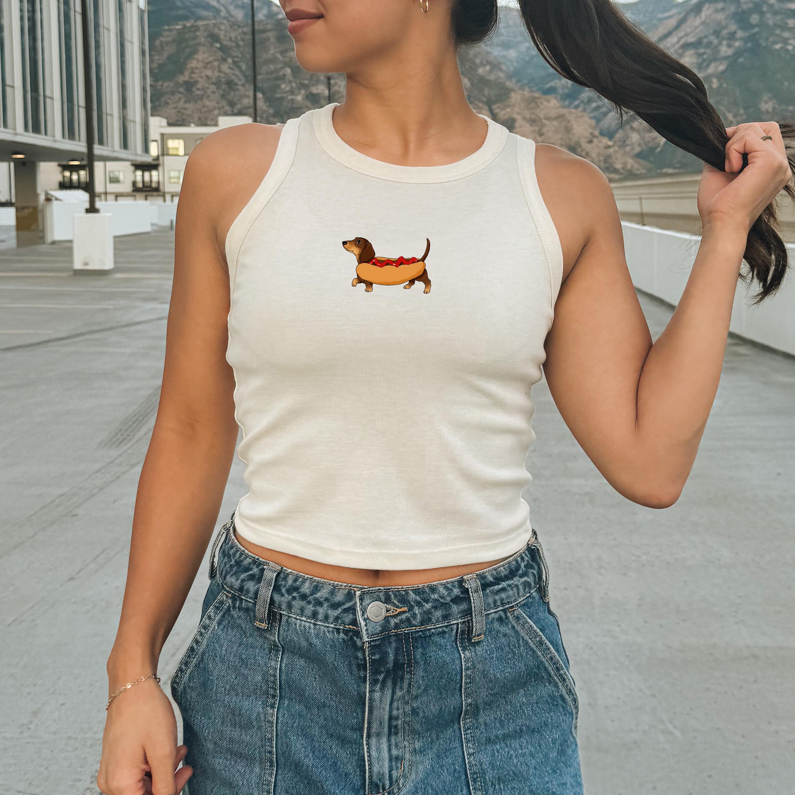 Cute Dachshund Hotdog Tank, 4th of July Red White and Blue T, July Fourth Shirt, Independence Day, American Flag, 1019 Tank Top