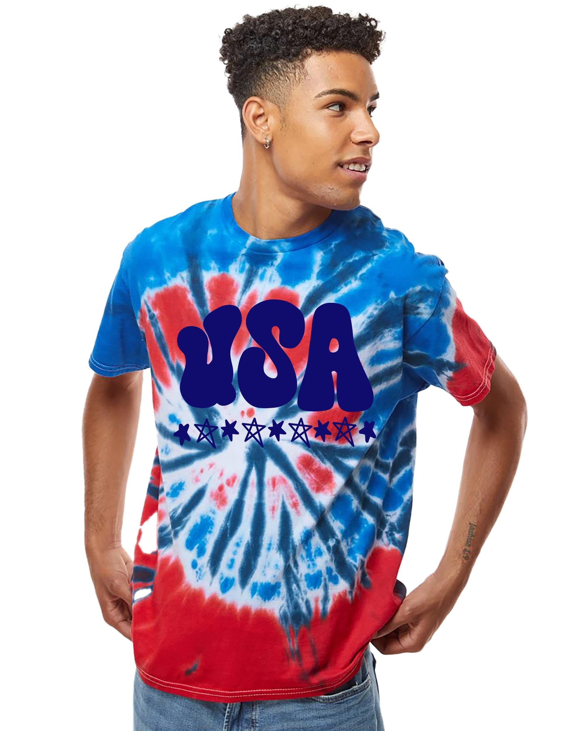 USA Red White and Blue Tie Dye Colortone T-shirt, Retro America Shirt, Fourth Tee, Unisex 4th of July T, Patriotic Shirt, Independence Day