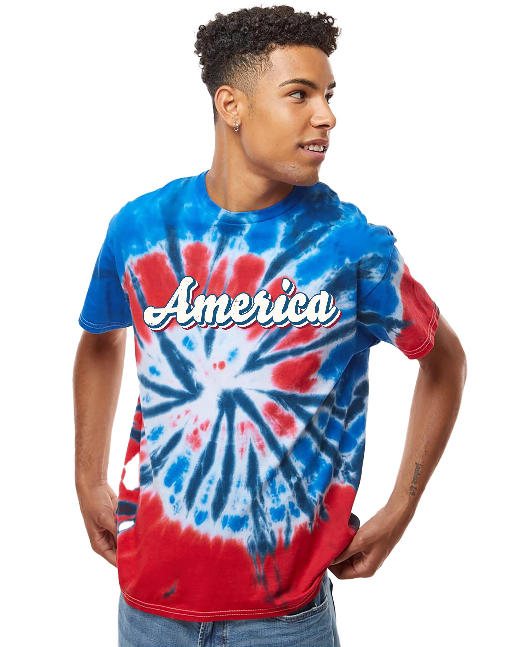 Retro America Red White Blue Tie Dye Colortone T-shirt, USA Shirt, Fourth Shirt, Unisex 4th of July T, Patriotic Shirt, Independence Day